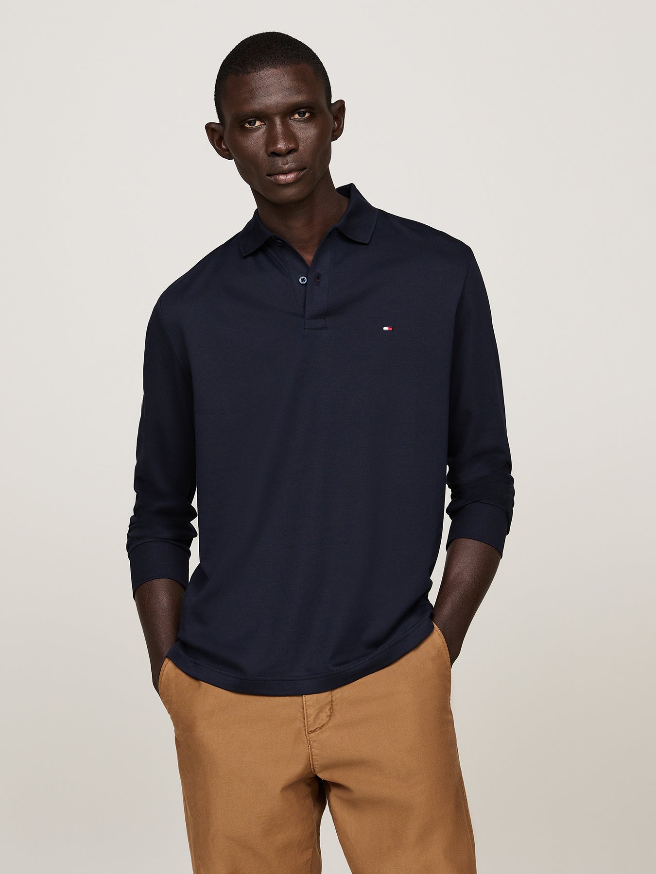 Regular Fit Long Sleeve Polo Shirt Blue