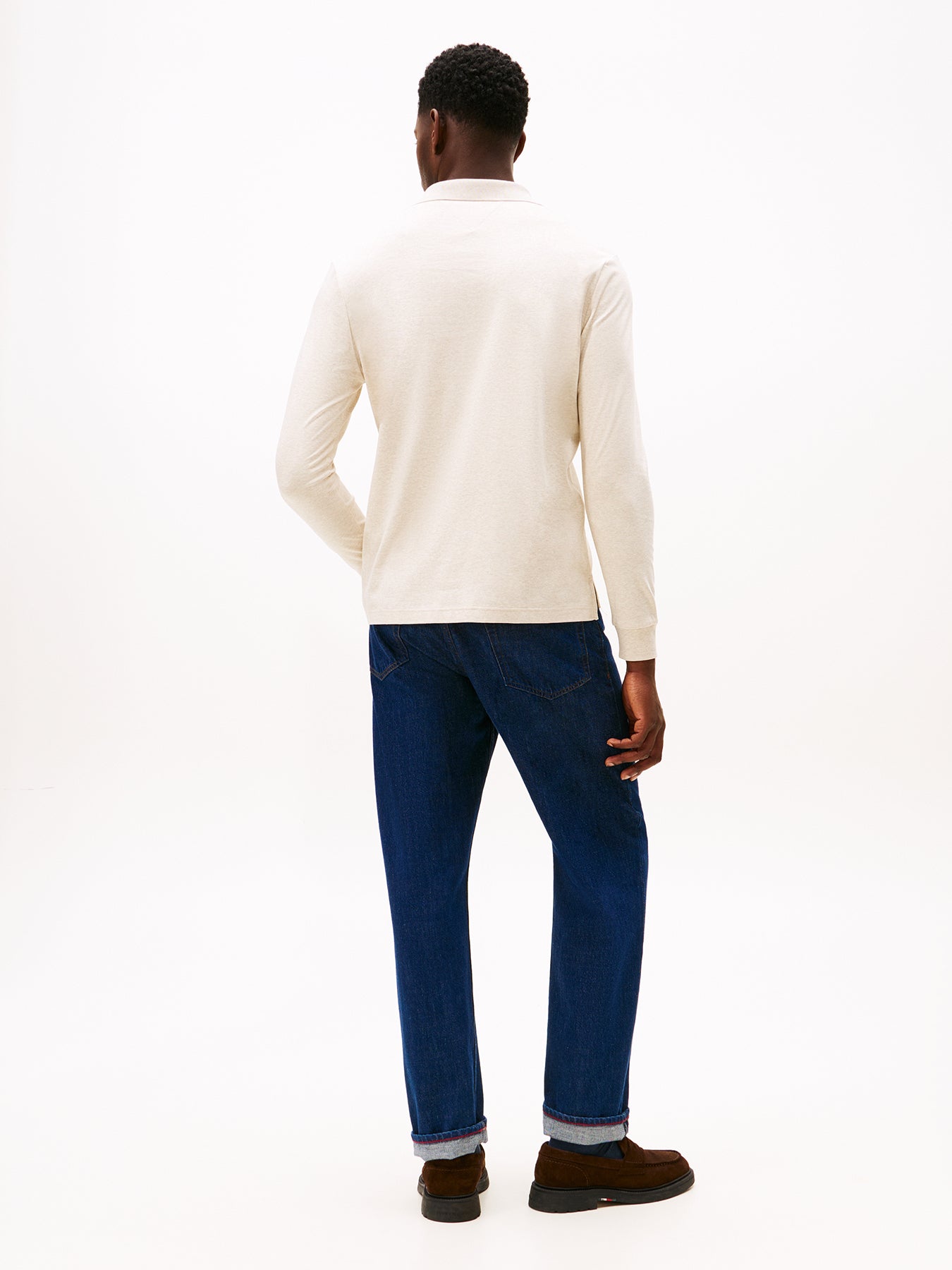 Regular Fit Long Sleeve Polo Shirt White