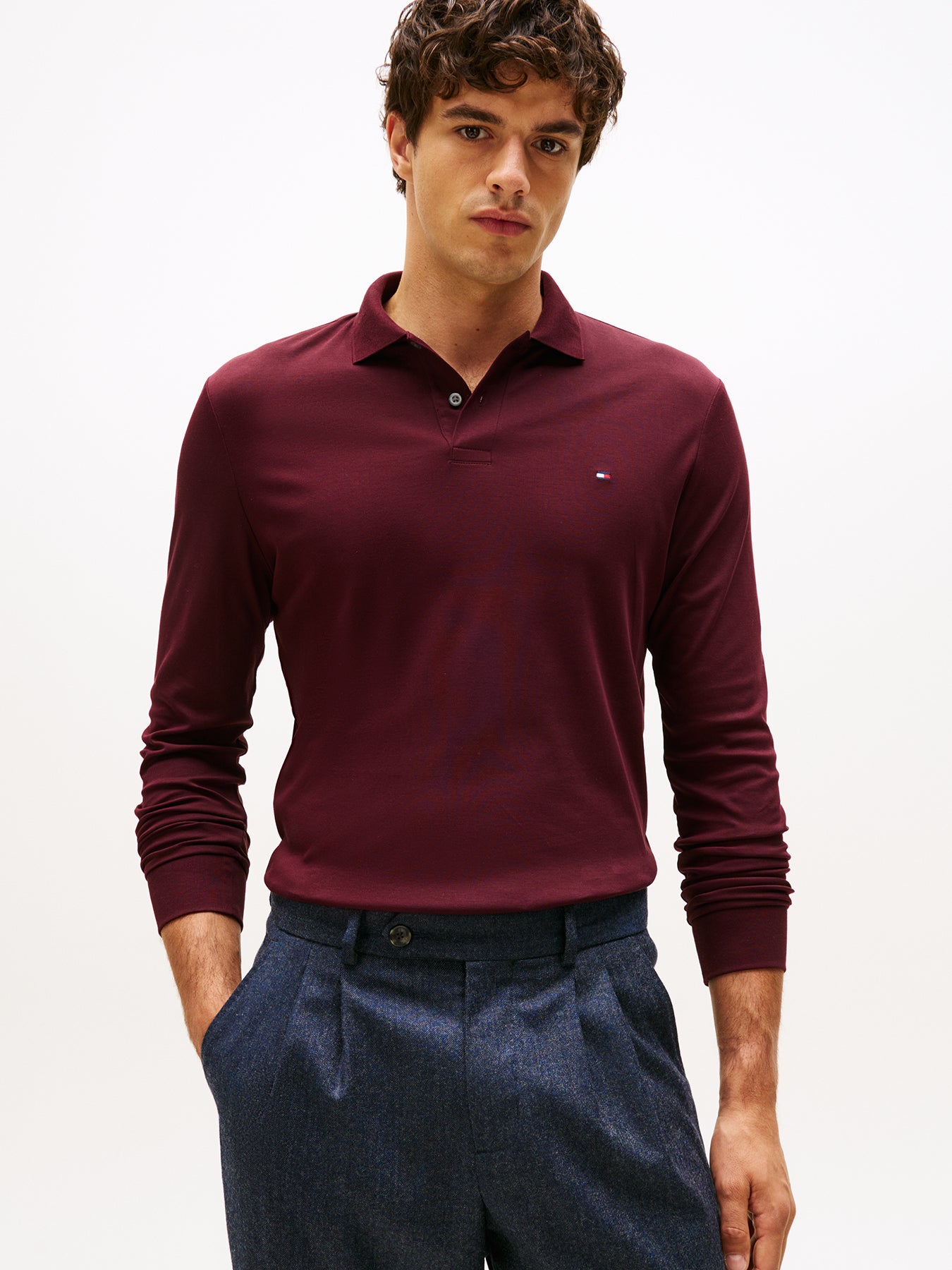 Regular Fit Long Sleeve Polo Shirt Red