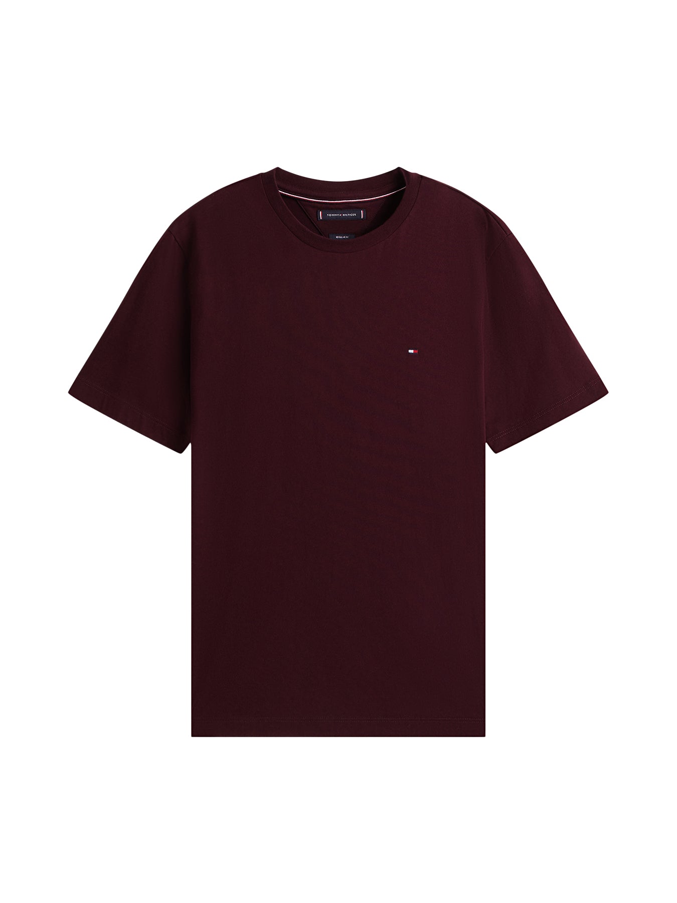 Flag Embroidery Crew Neck T-Shirt Deep Burgundy