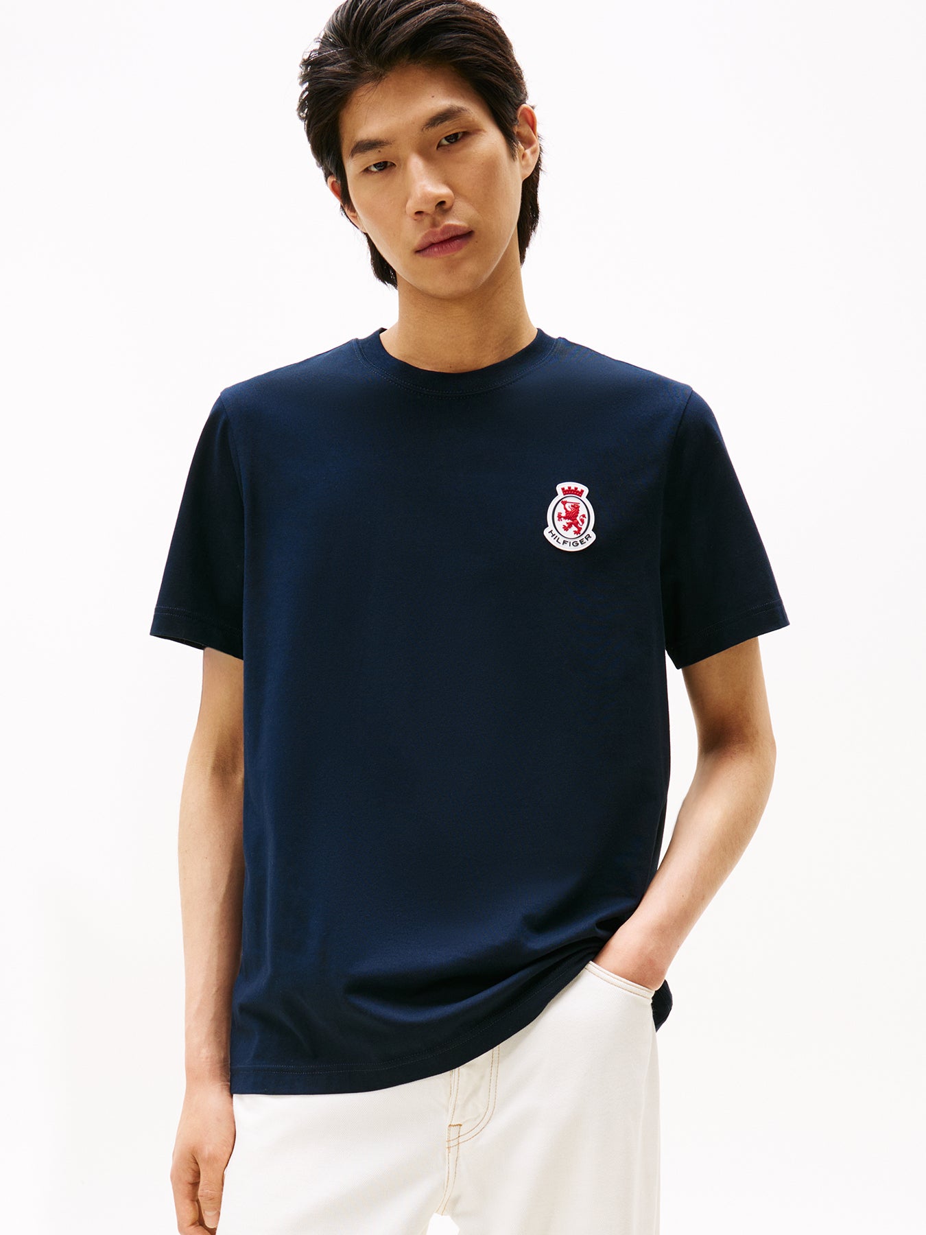 Rubberised Crest Jersey T-Shirt Blue