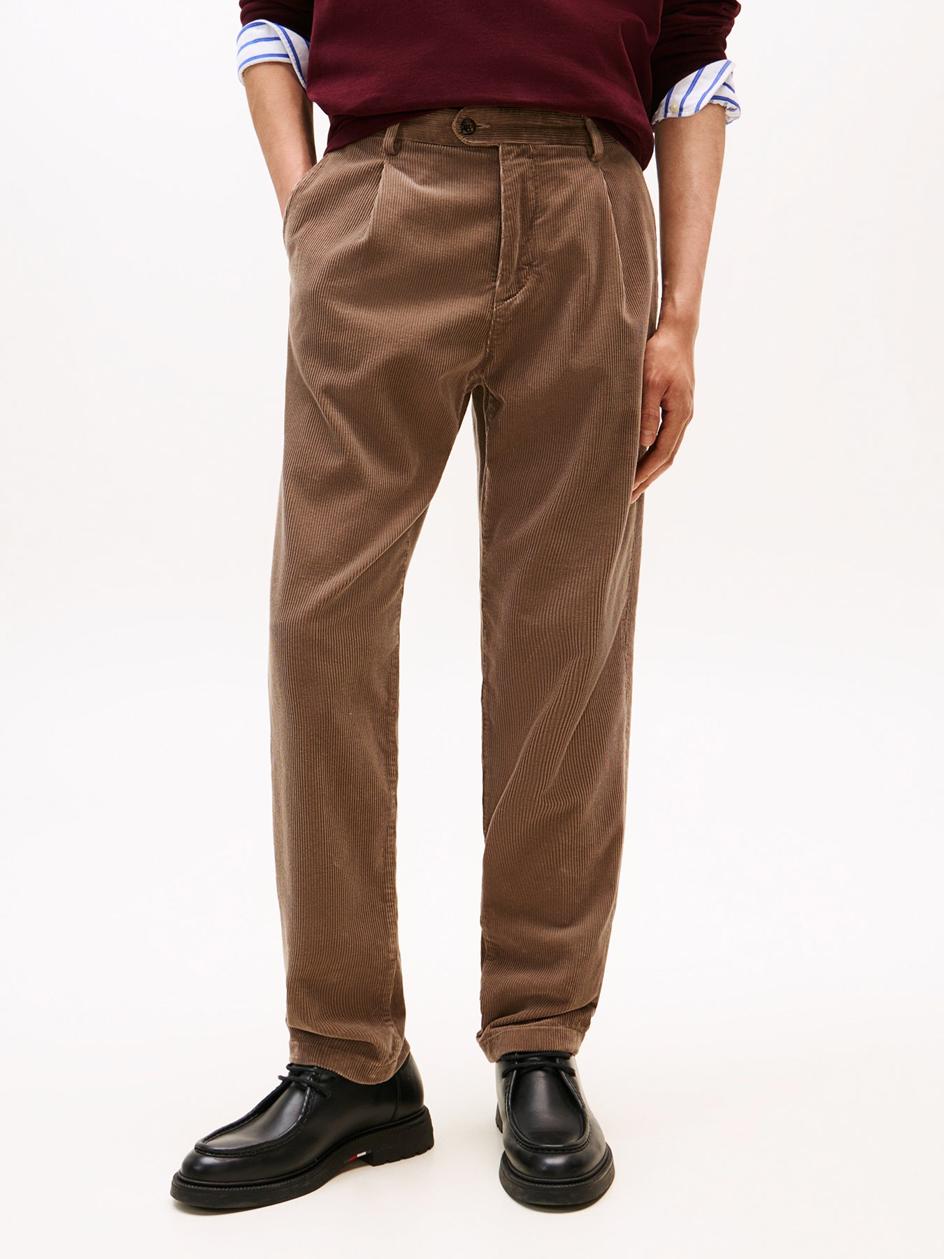 Harlem Pleated Tapered Corduroy Chinos Brown