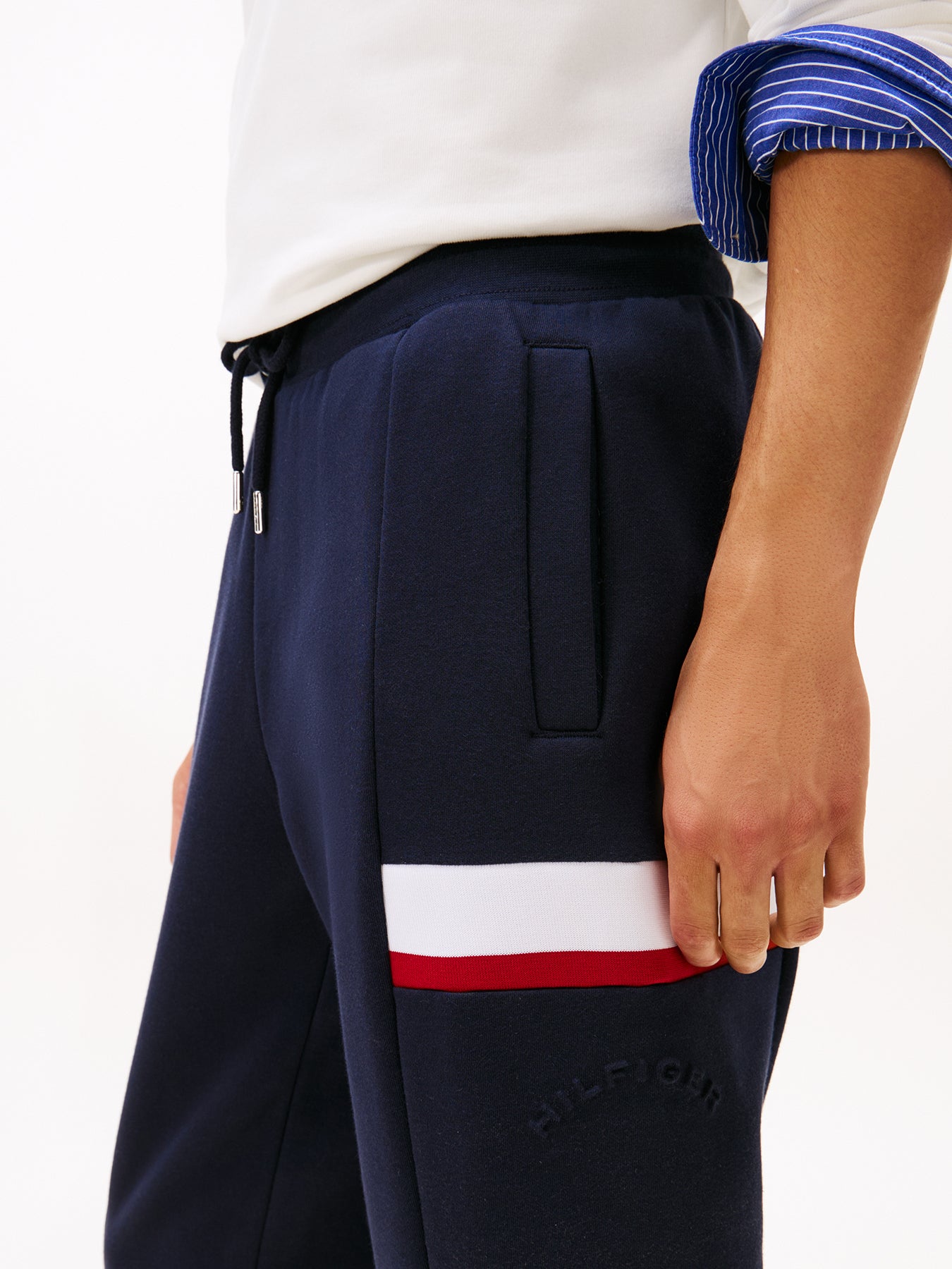 Colour-Blocked Fleece Cuffed Joggers Blue
