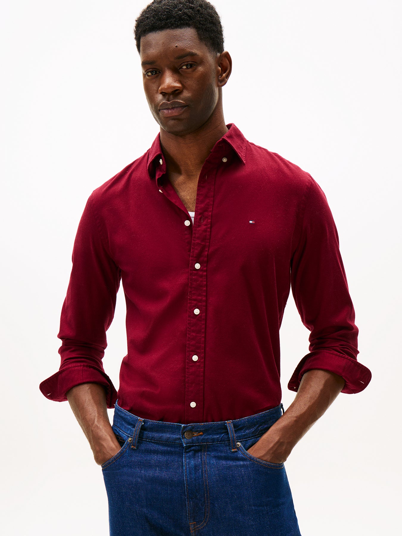 TH Flex Regular Fit Flannel Shirt Red