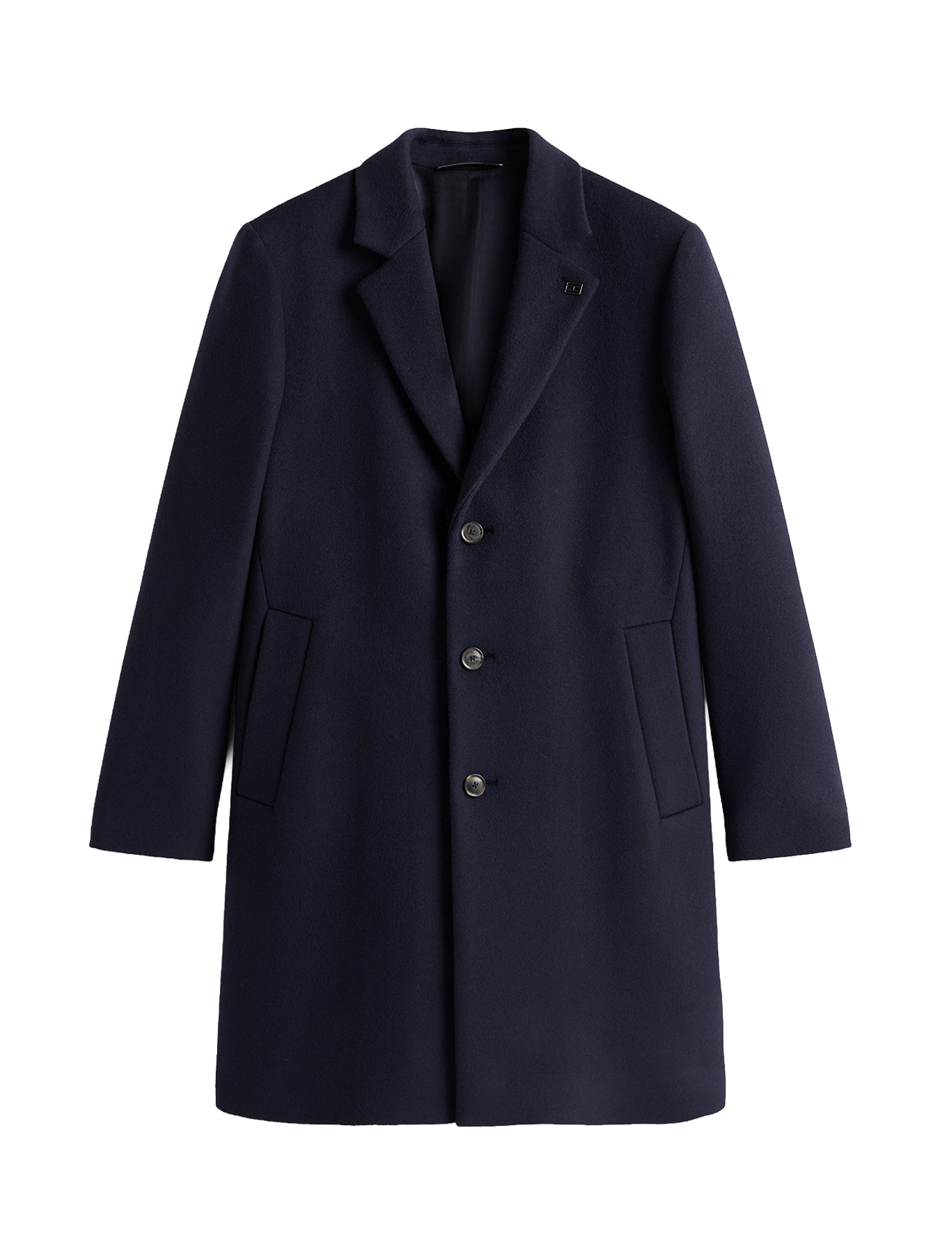 Wool Blend Single Breasted Coat Blue