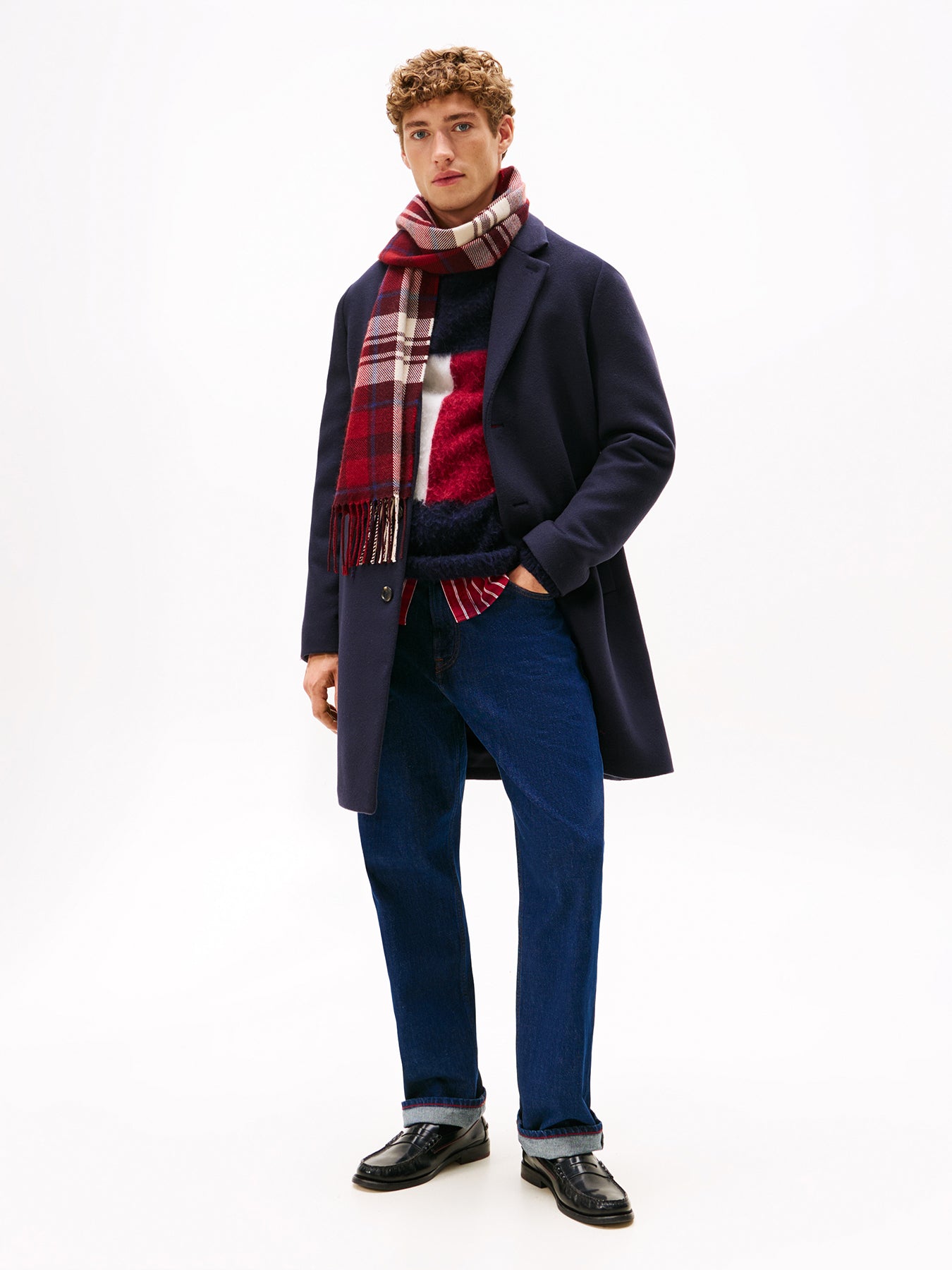 Wool Blend Single Breasted Coat Blue