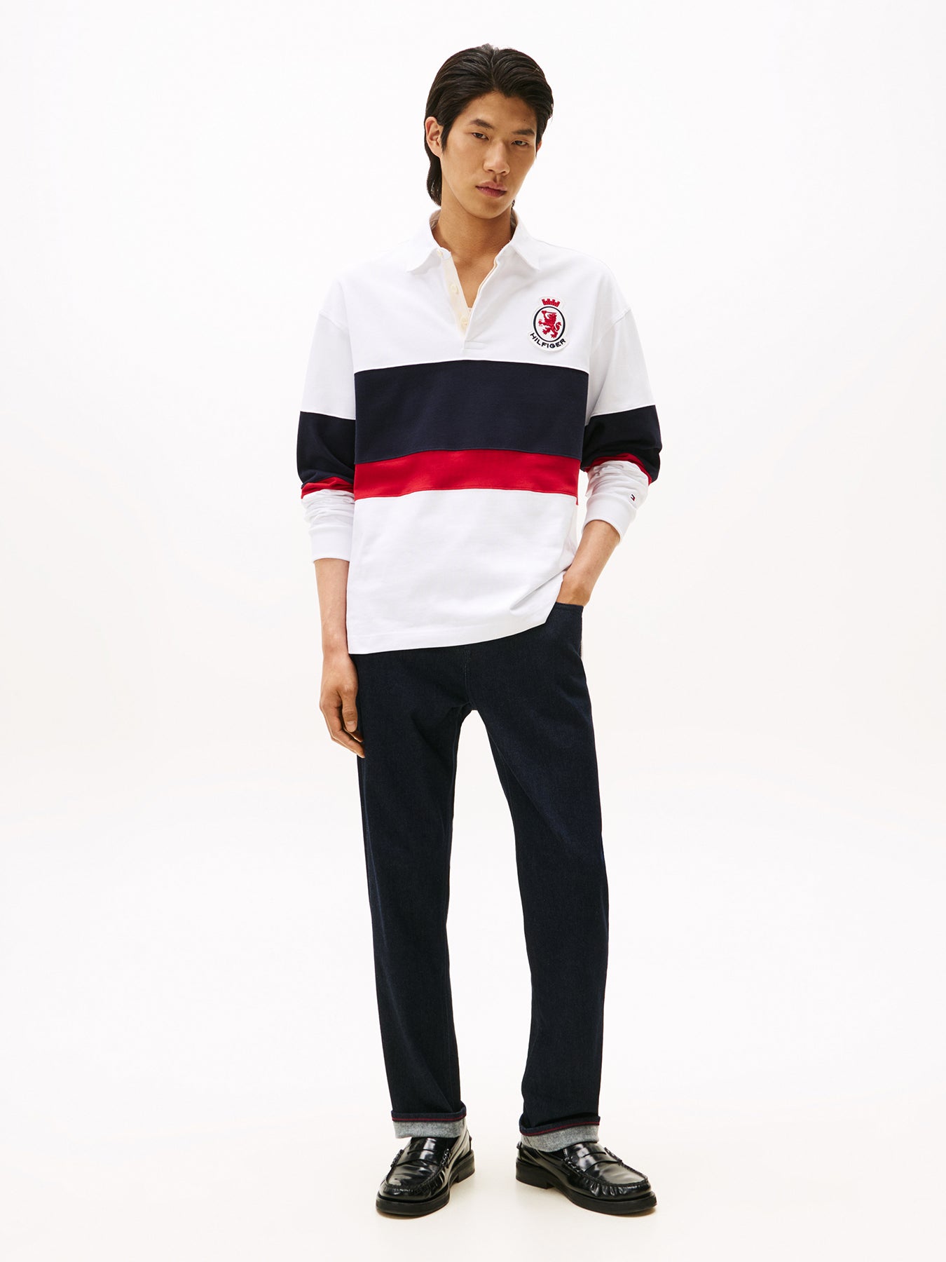 TH Crest Appliqué Relaxed Rugby Shirt White
