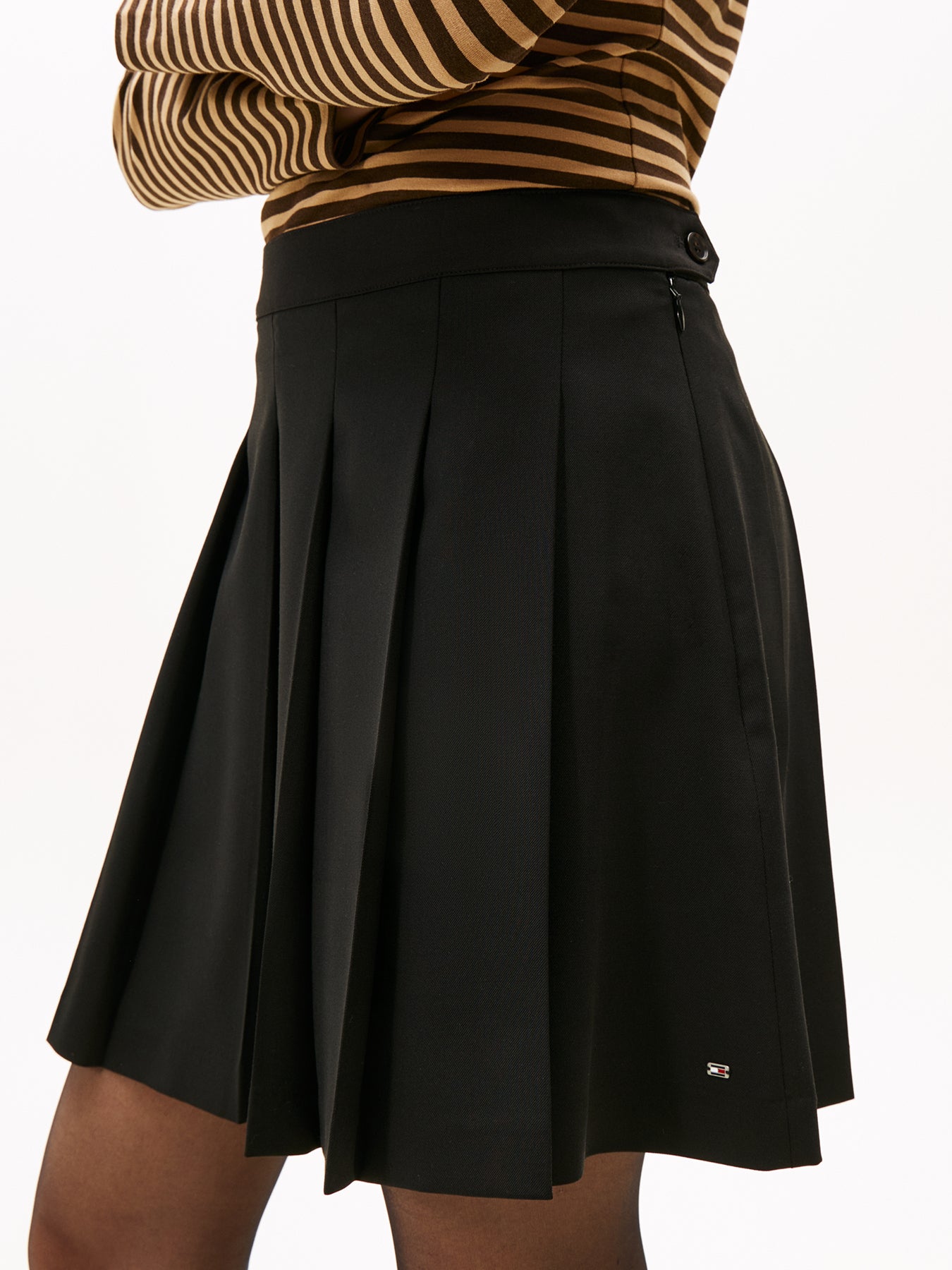 Timeless Wool Blend Pleated Mini Skirt Navy