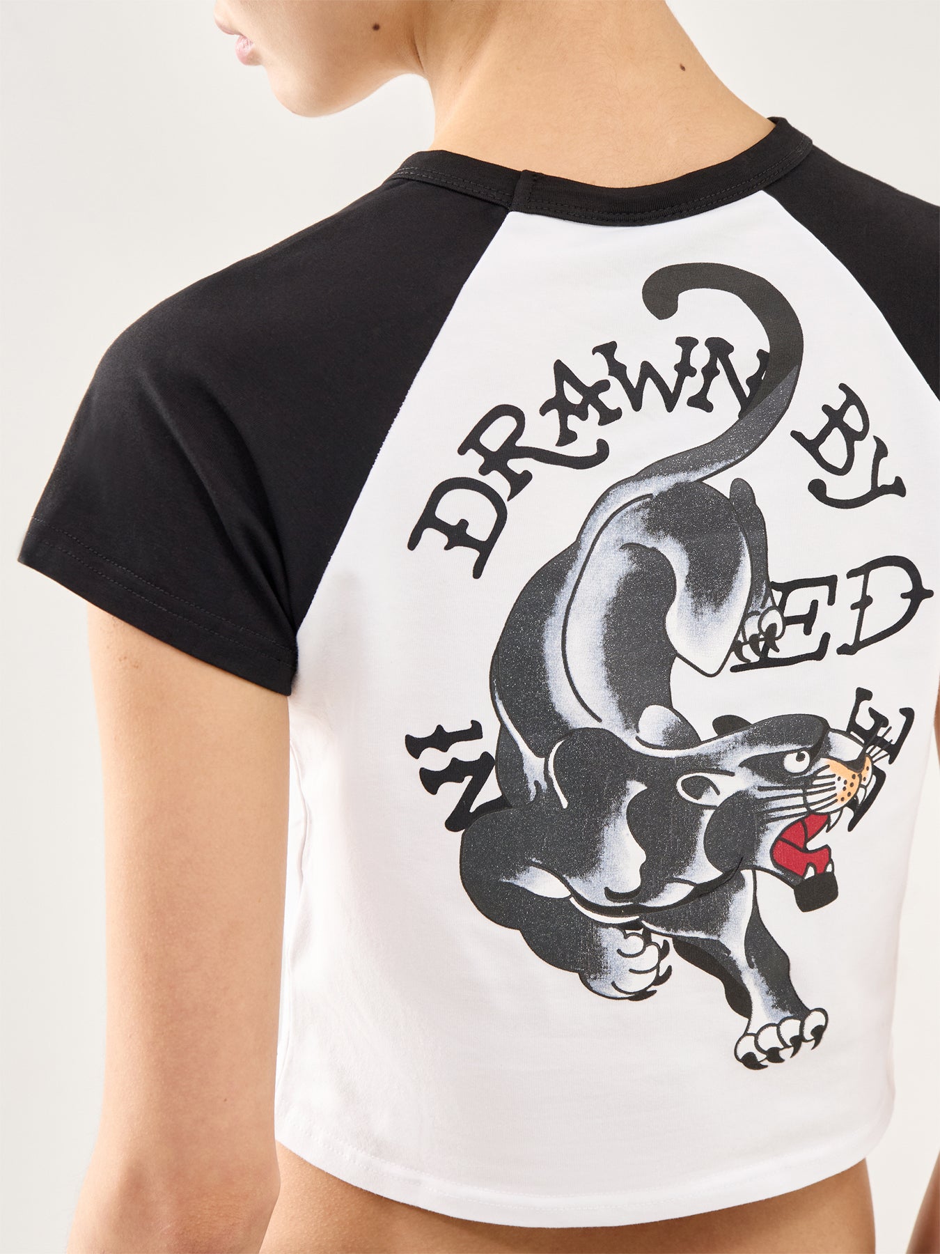 Drawn Panther Ringer T-Shirt White