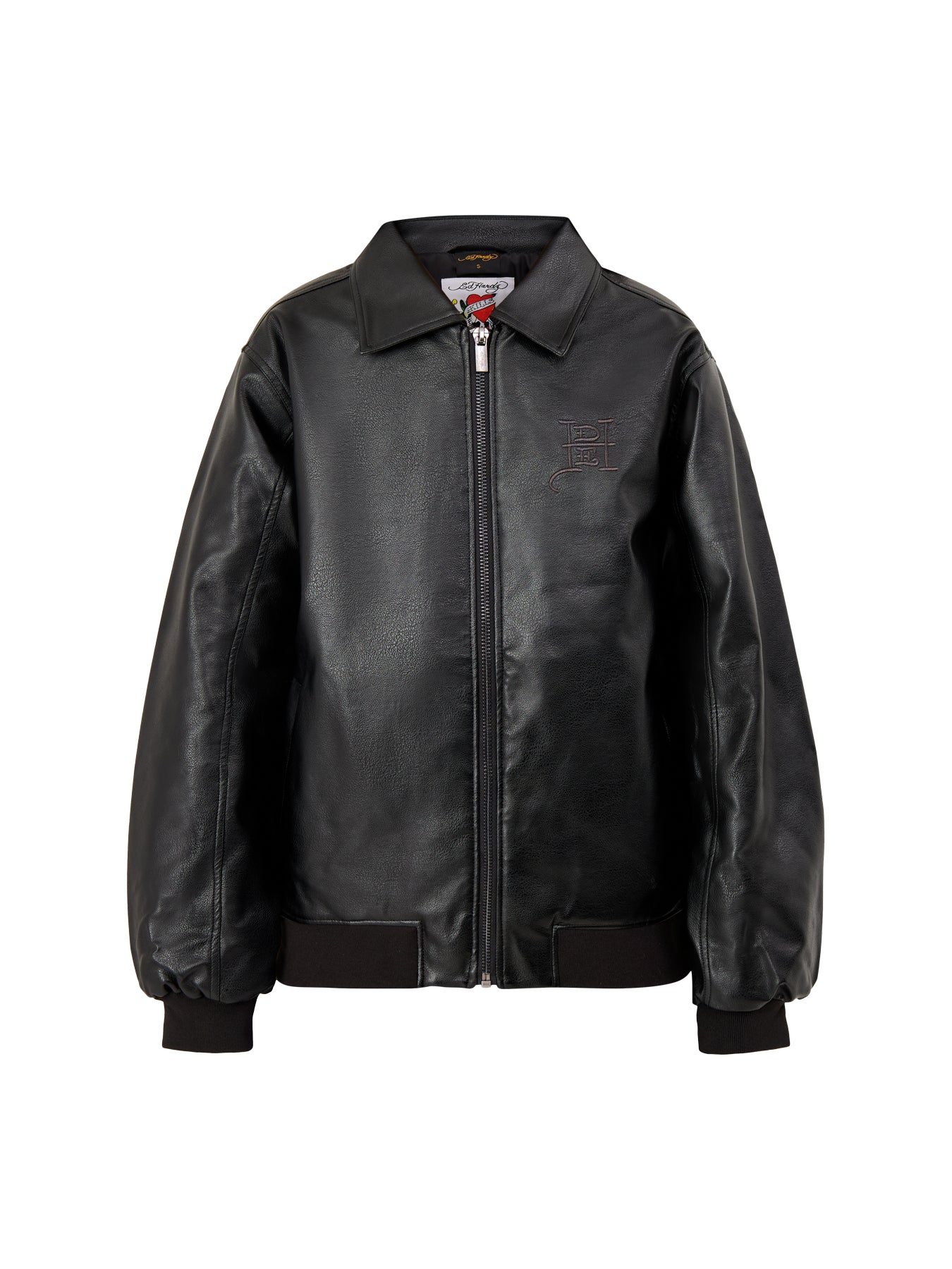 Cobra Embossed Vegan Leather Jacket Black
