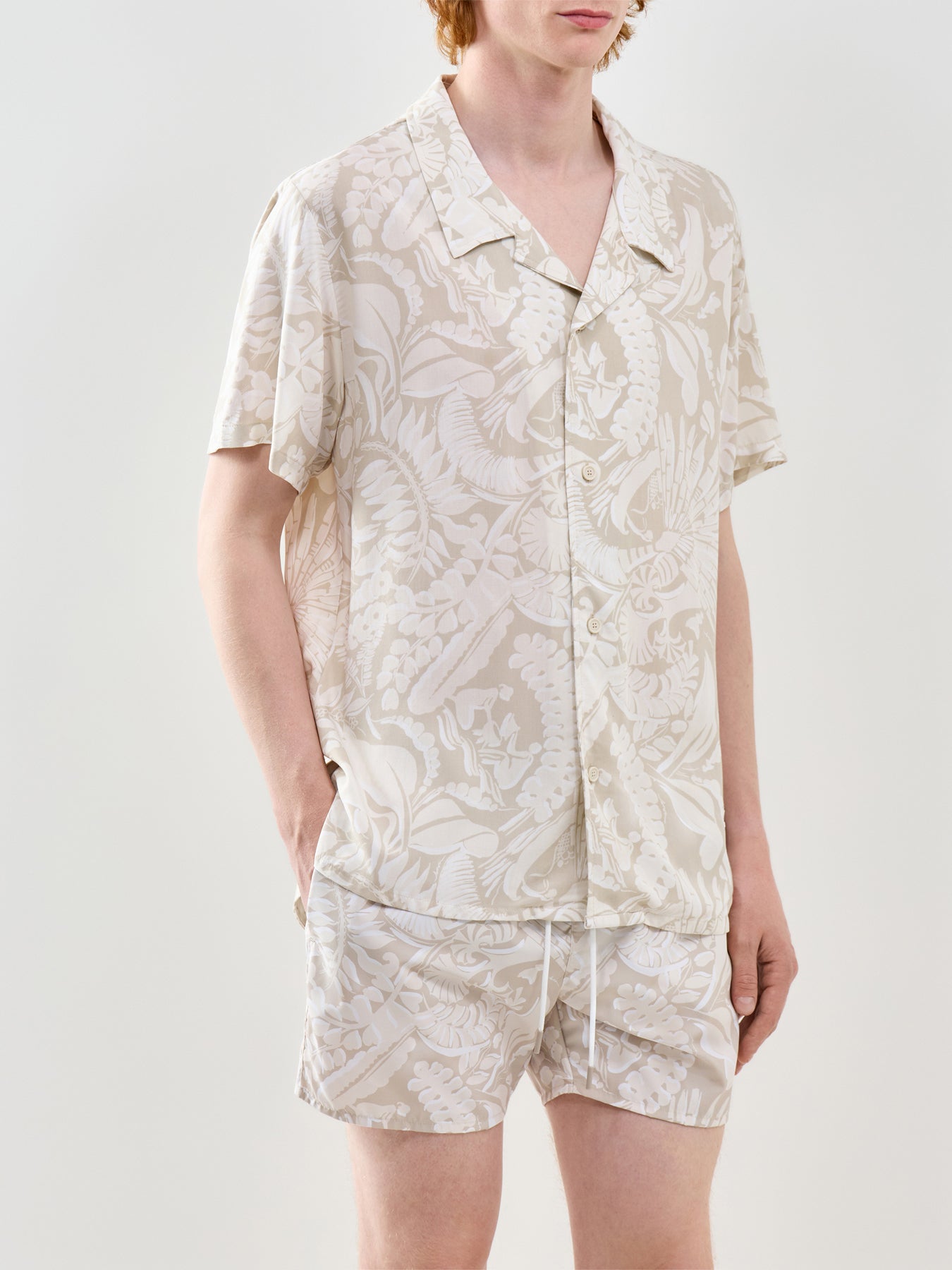 Beach Short Sleeve Shirt Beige
