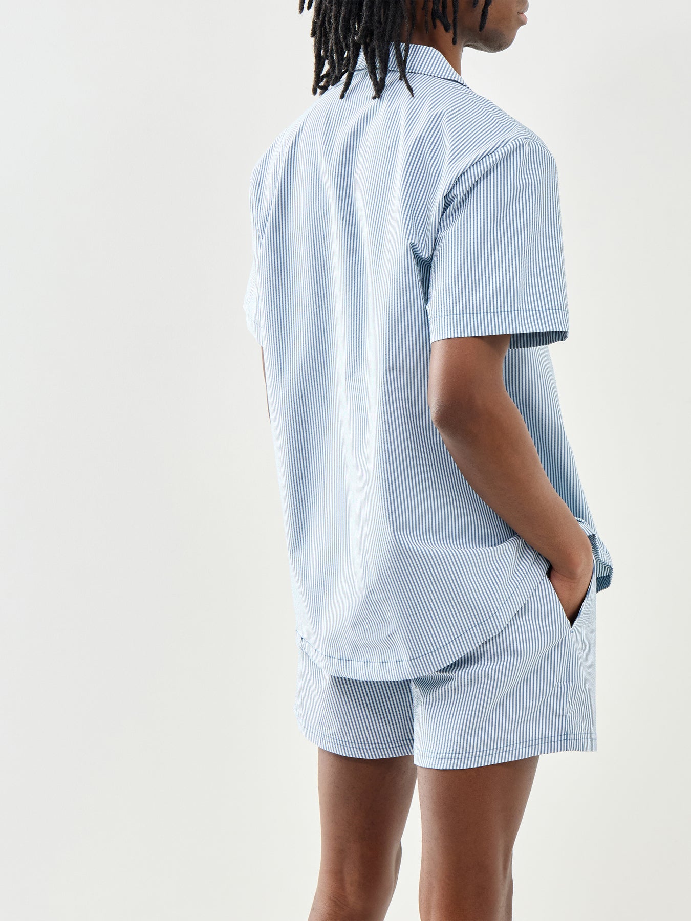 Seersucker Stripe Shirt Blue