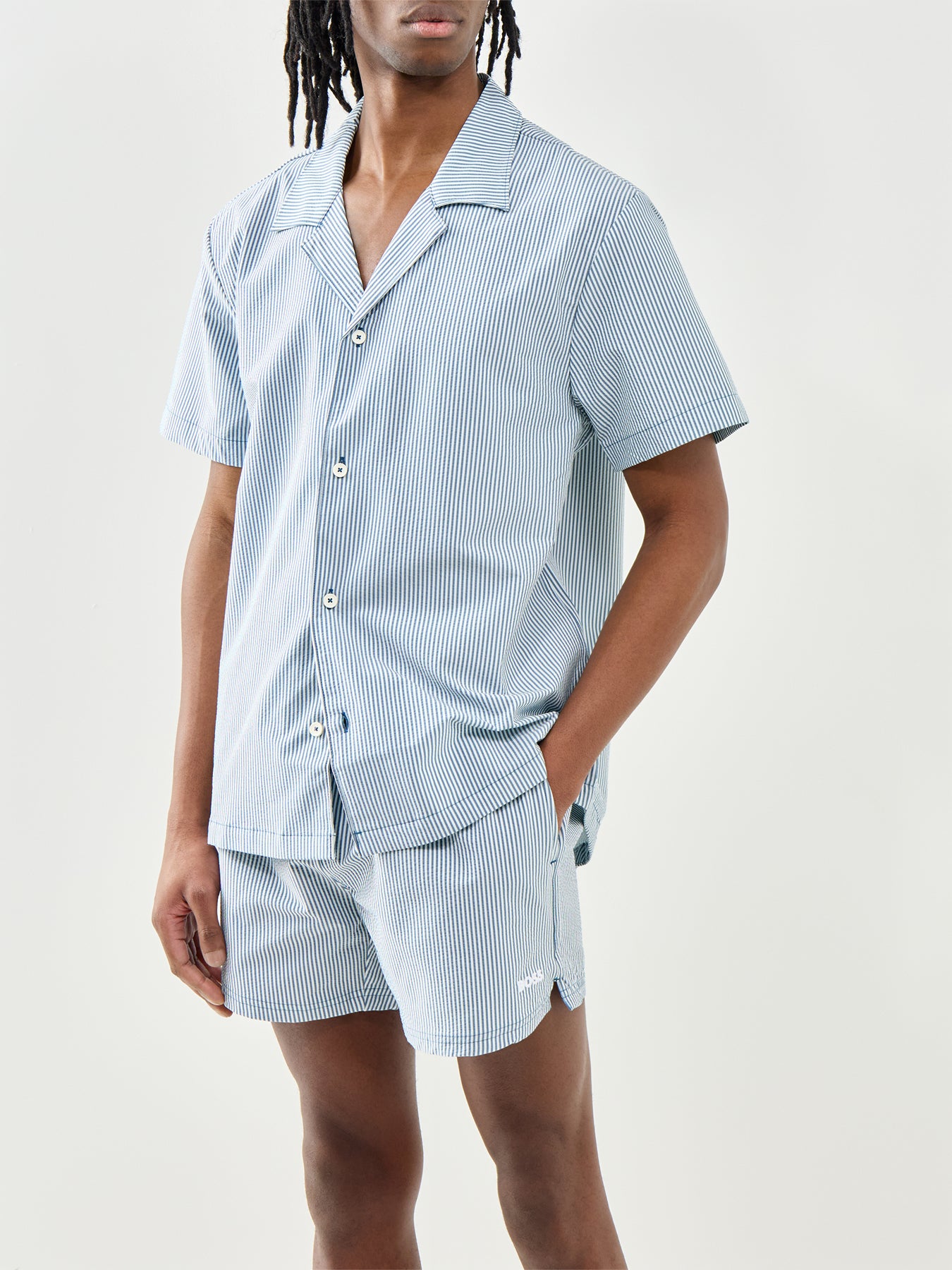 Seersucker Swim Shorts Blue