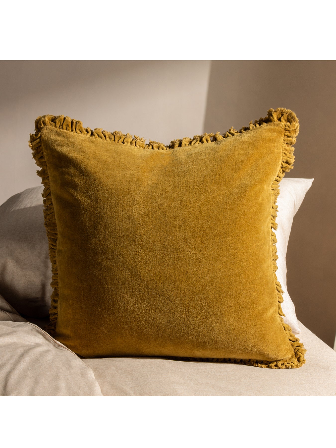 Bertie Feather Cushion Saffron
