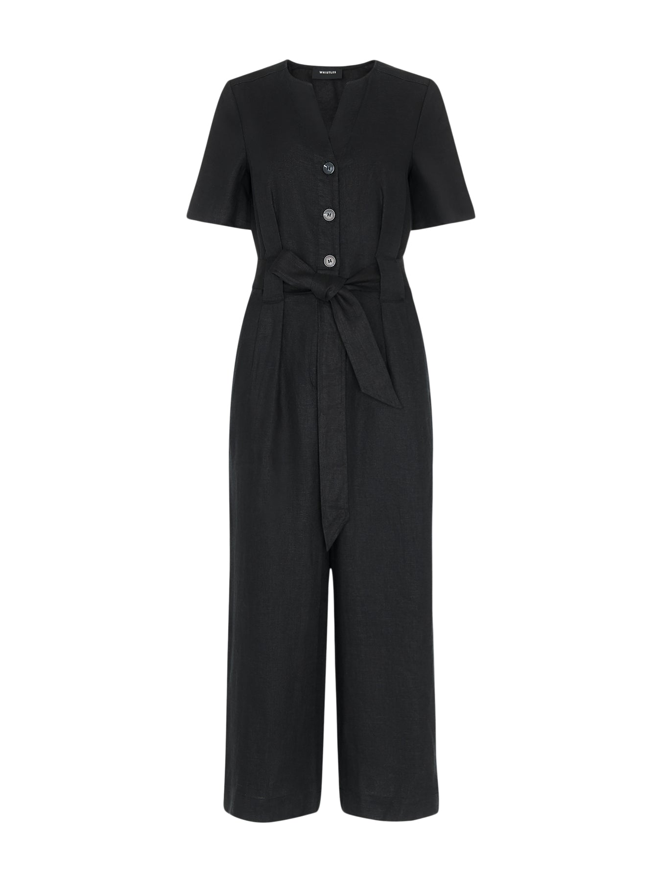 Black Fiona Linen Button Jumpsuit