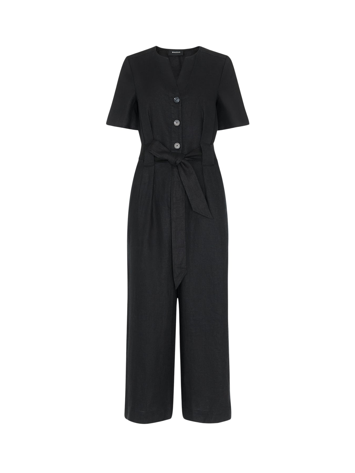 Black Fiona Linen Button Jumpsuit