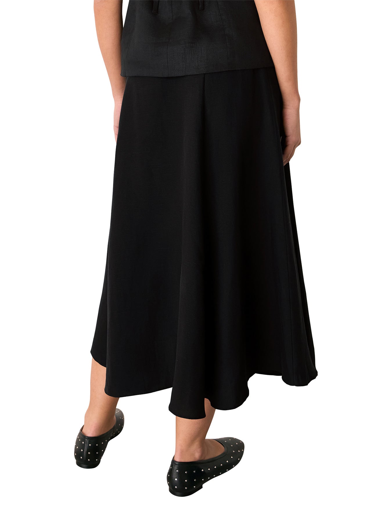 Black Helena Linen Blend Skirt