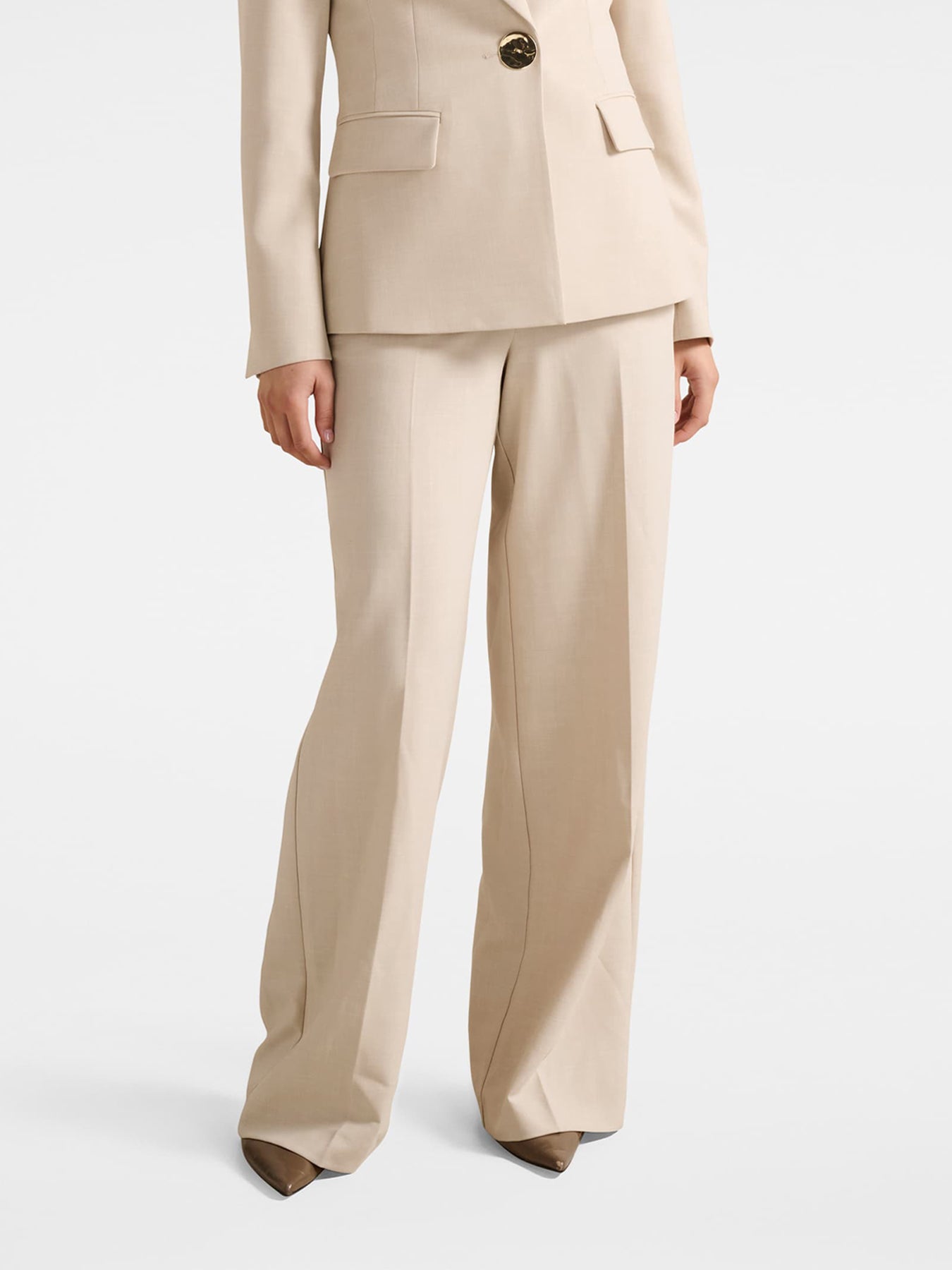 Lulu Wide Leg Pants Milk Marle Suit