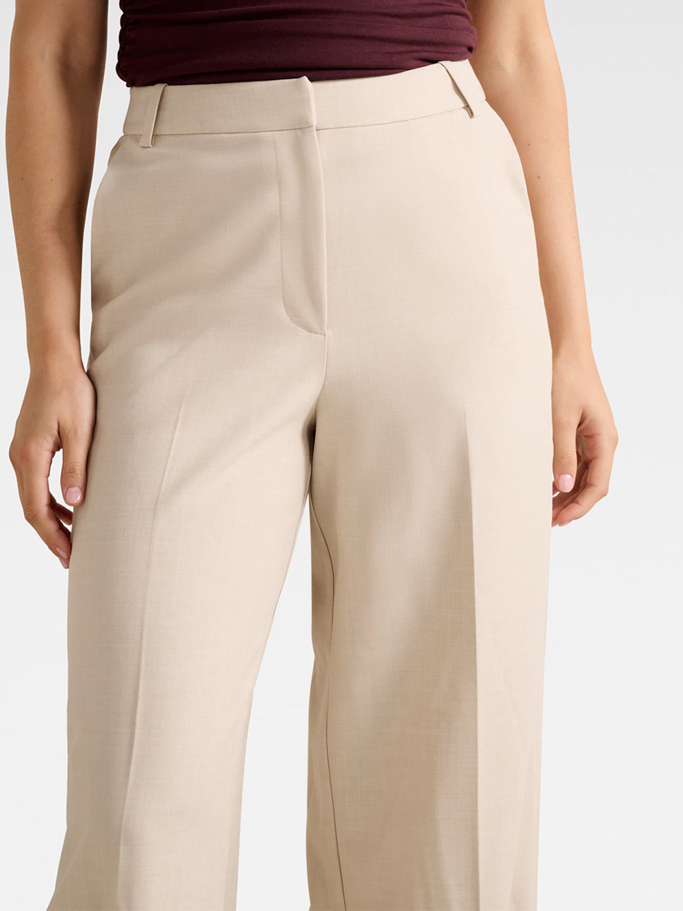 Lulu Wide Leg Pants Milk Marle Suit