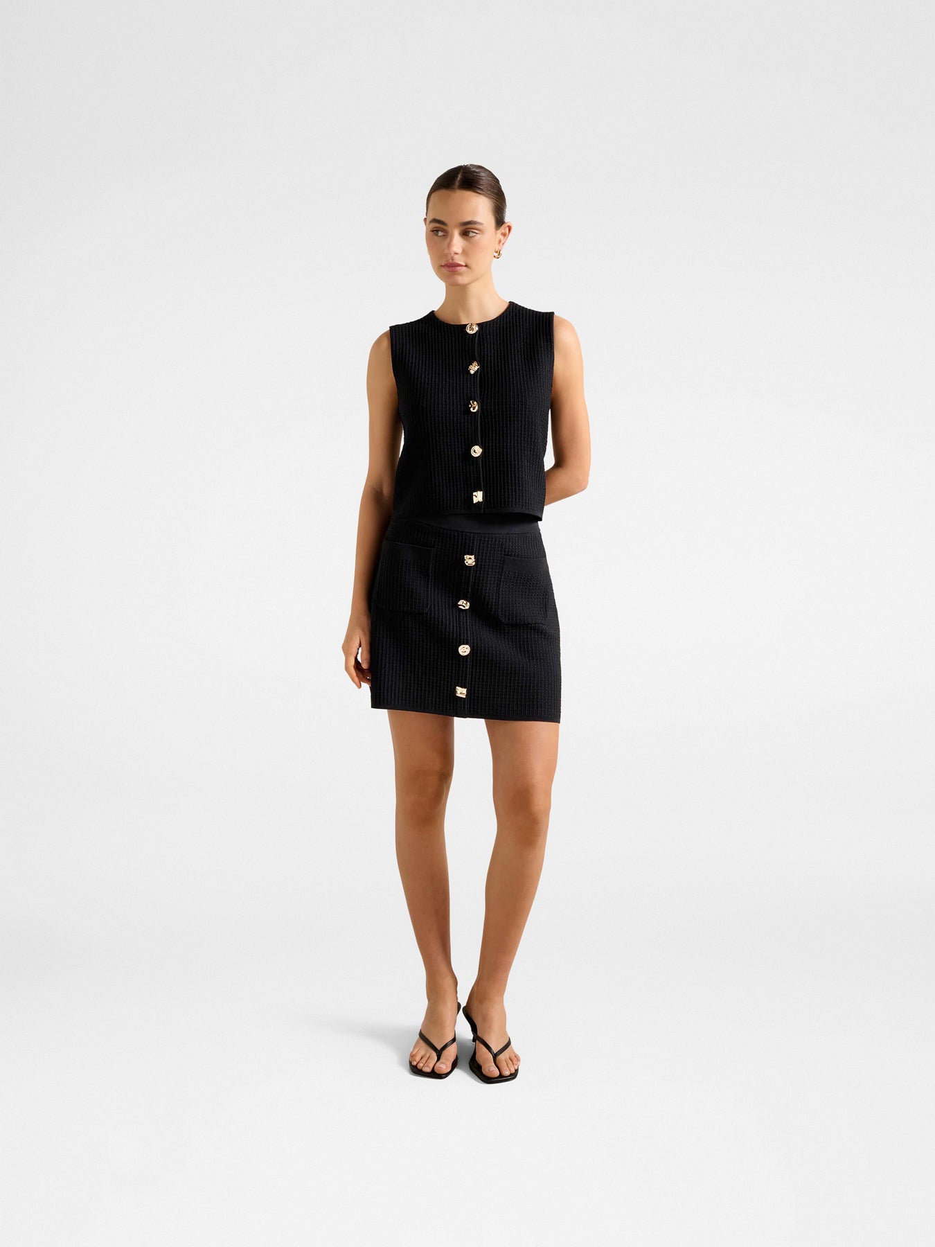 Elyse Knitted Tank Top Black