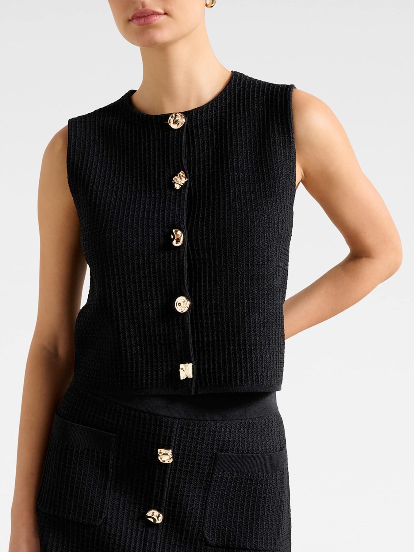 Elyse Knitted Tank Top Black