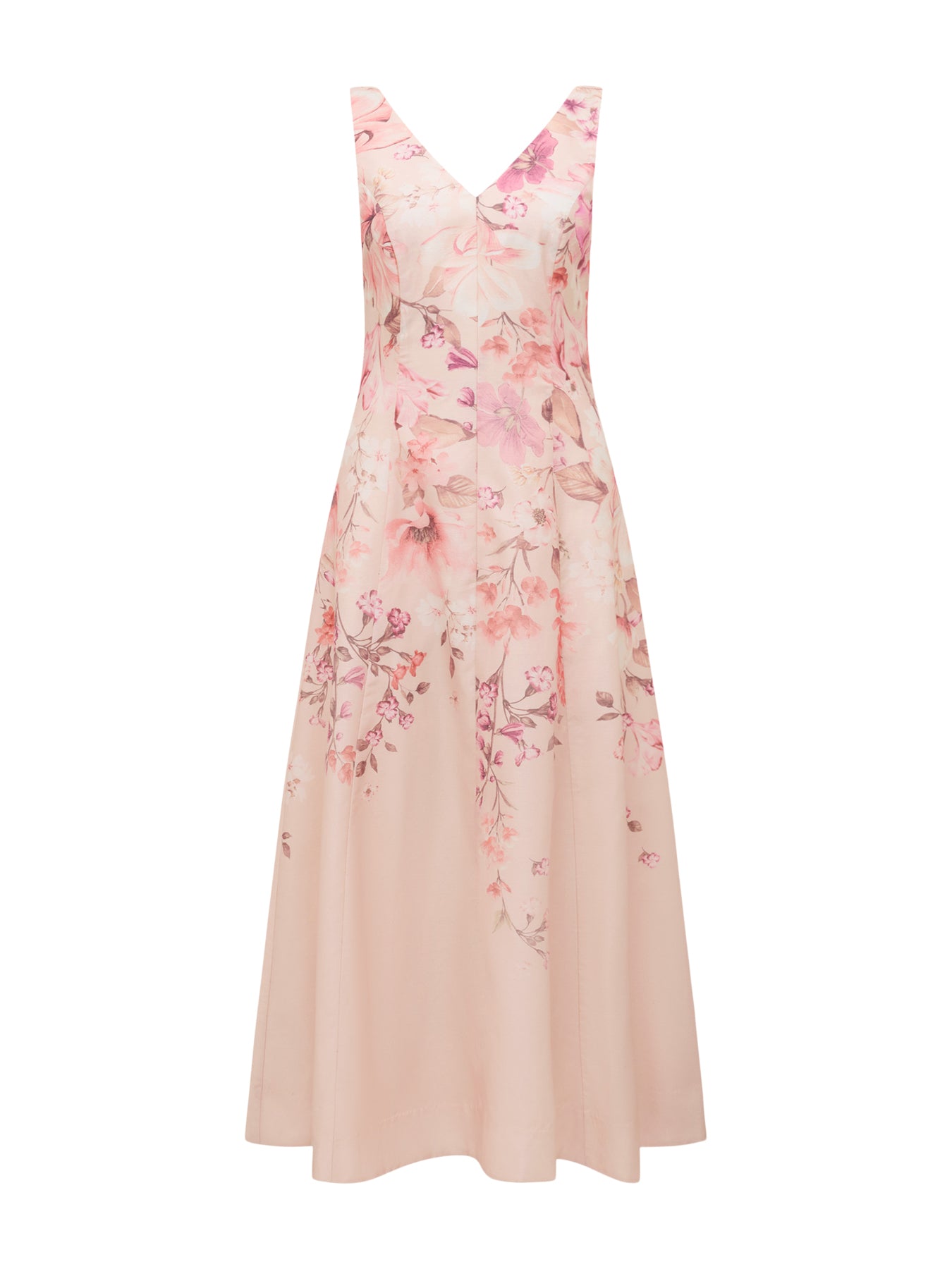 Aubrey Sleeveless Printed Midi Dress Pink