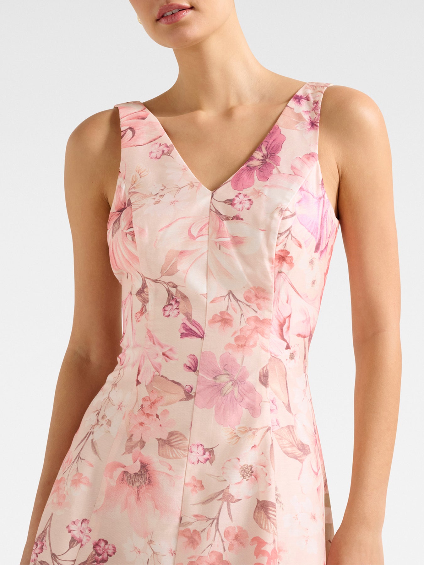 Aubrey Sleeveless Printed Midi Dress Pink