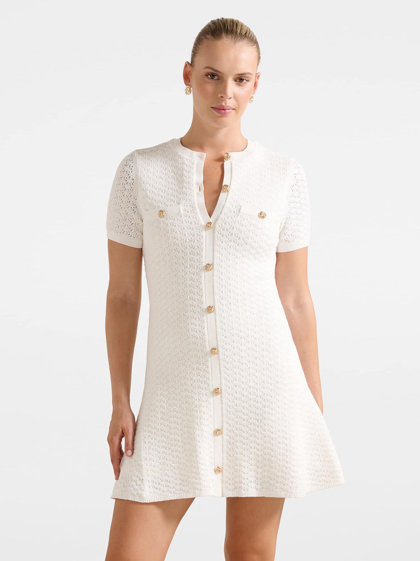 Rosa Stitch Interest Knitted Mini Dress