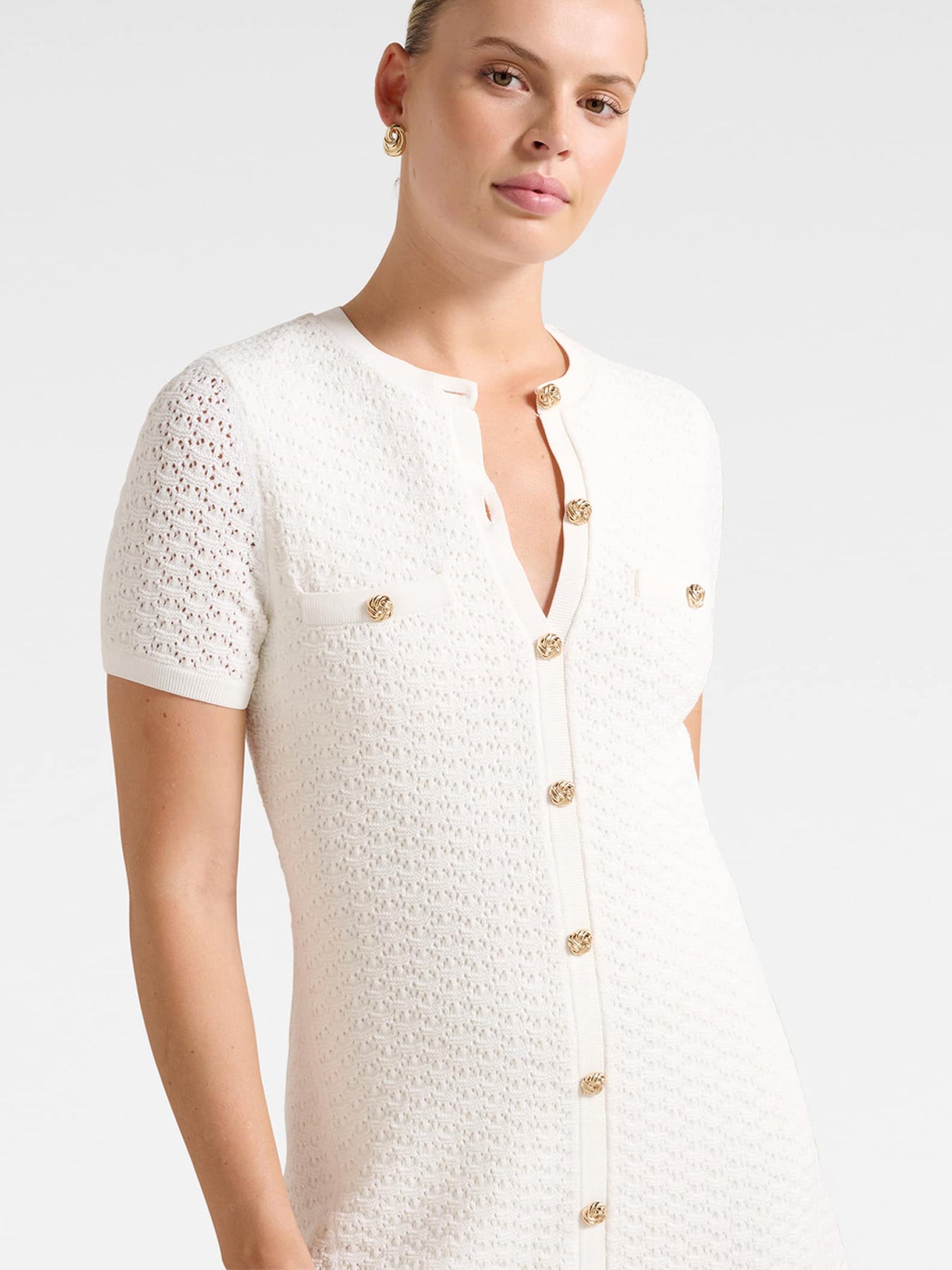 Rosa Stitch Interest Knitted Mini Dress