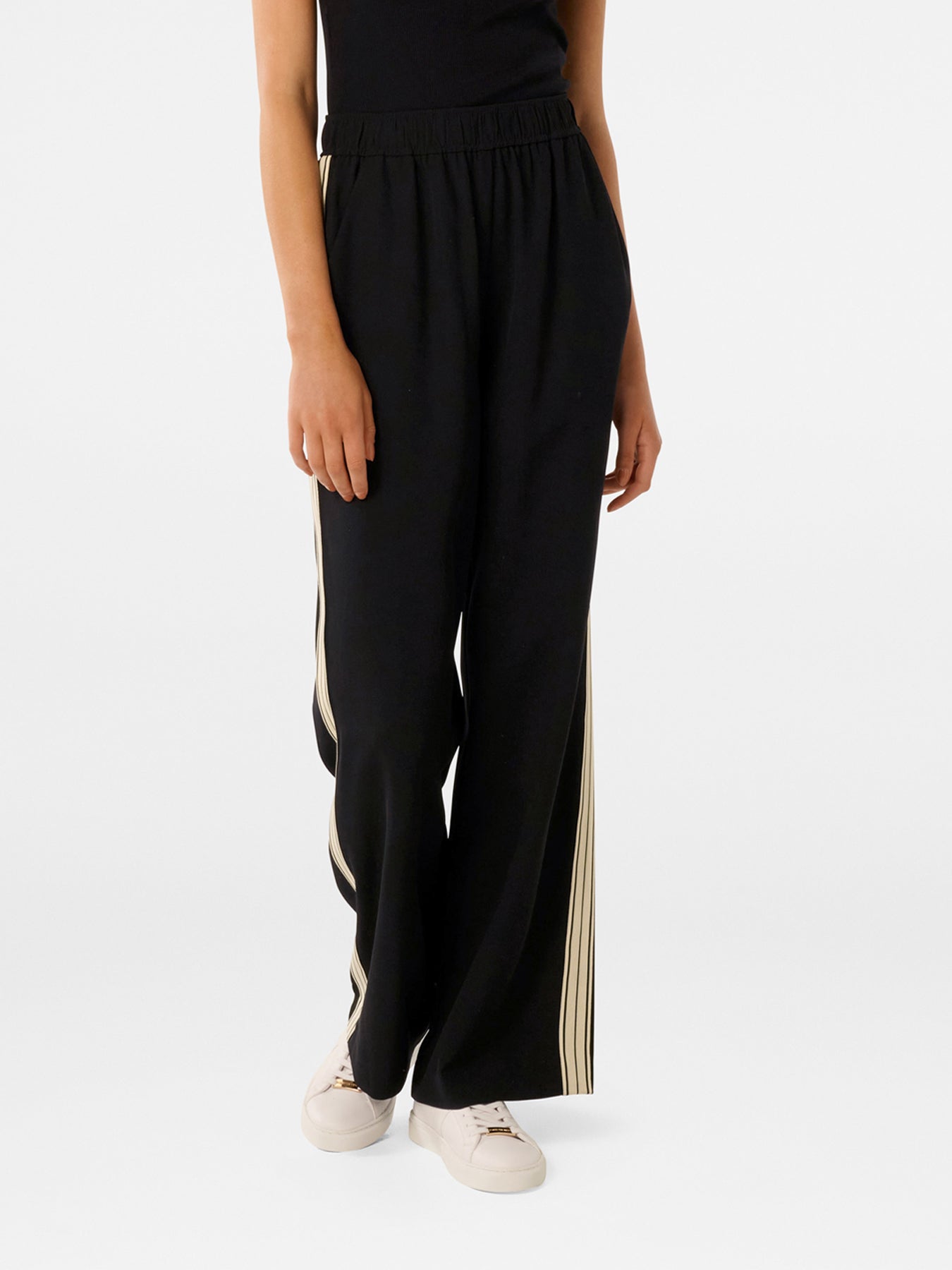 Aleyna Side Stripe Wide Leg Pants Black