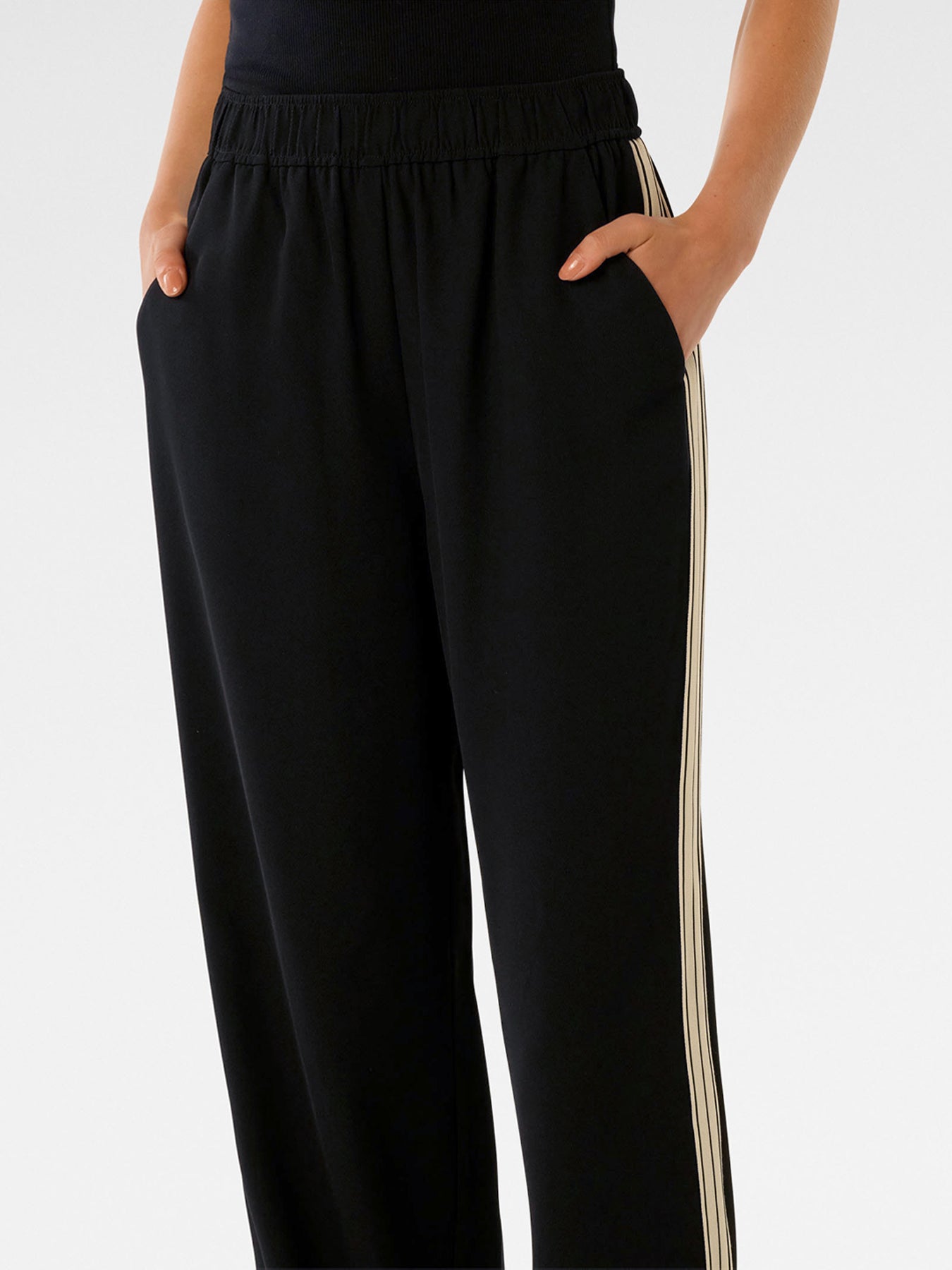 Aleyna Side Stripe Wide Leg Pants Black