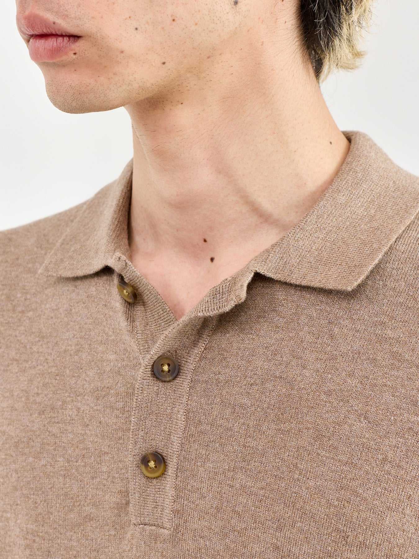 Loui Long Sleeve Polo Shirt Beige
