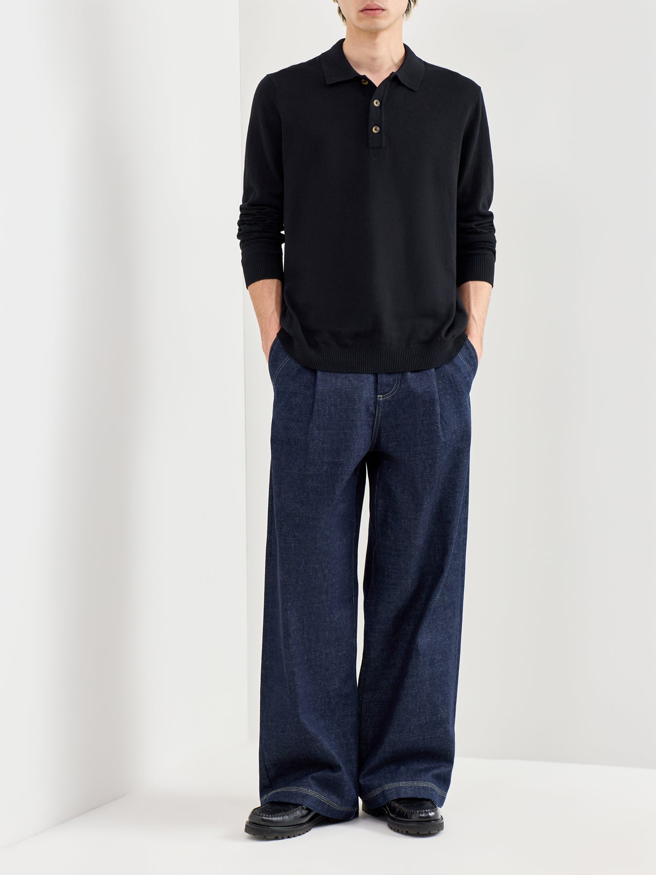 Loui Long Sleeve Polo Shirt Black