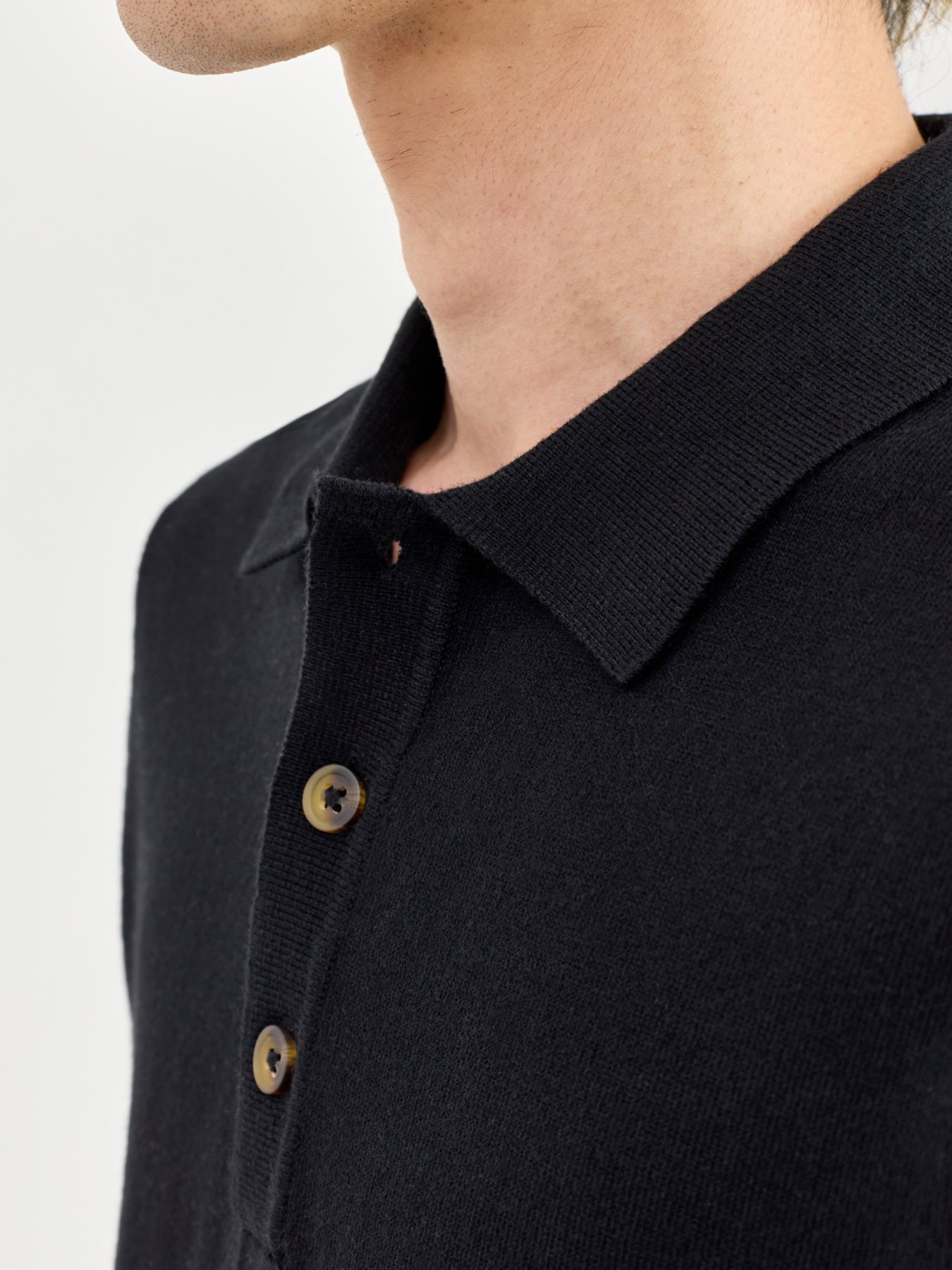Loui Long Sleeve Polo Shirt Black