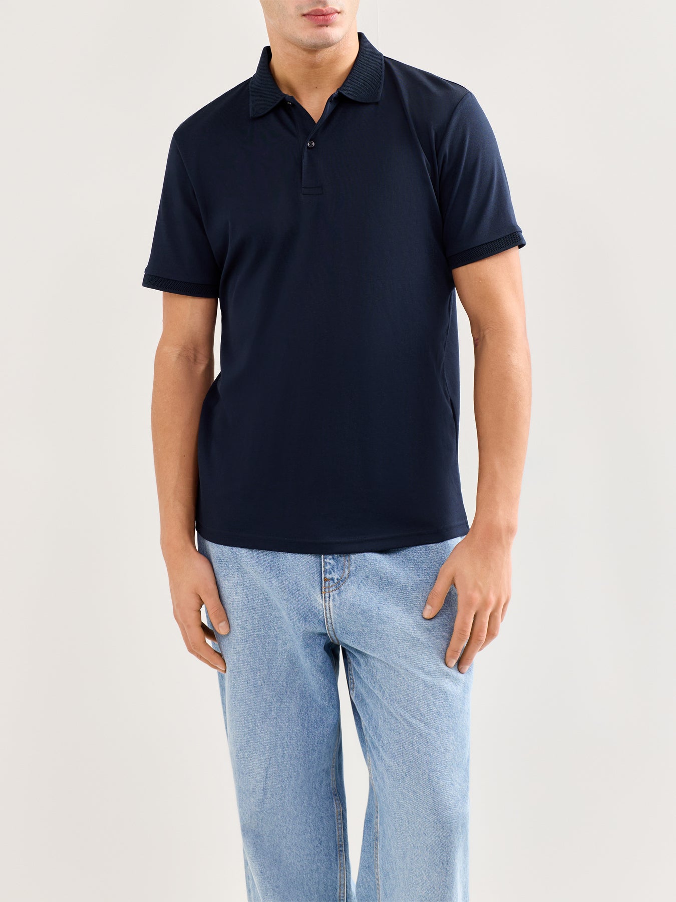 Slhfave Button Short Sleeve Polo Blue