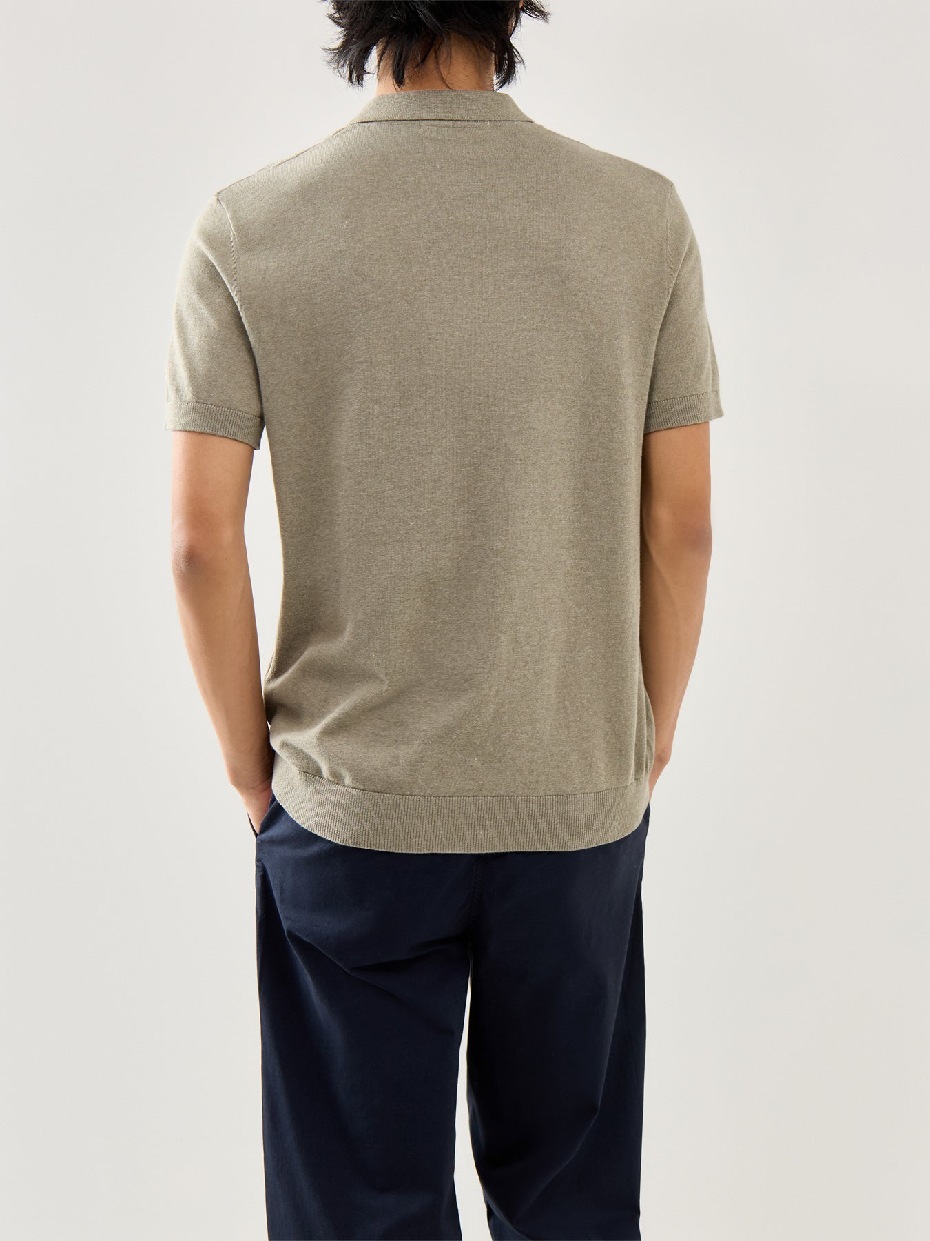 Short Sleeves Knitwear Polo Vetiver Melange