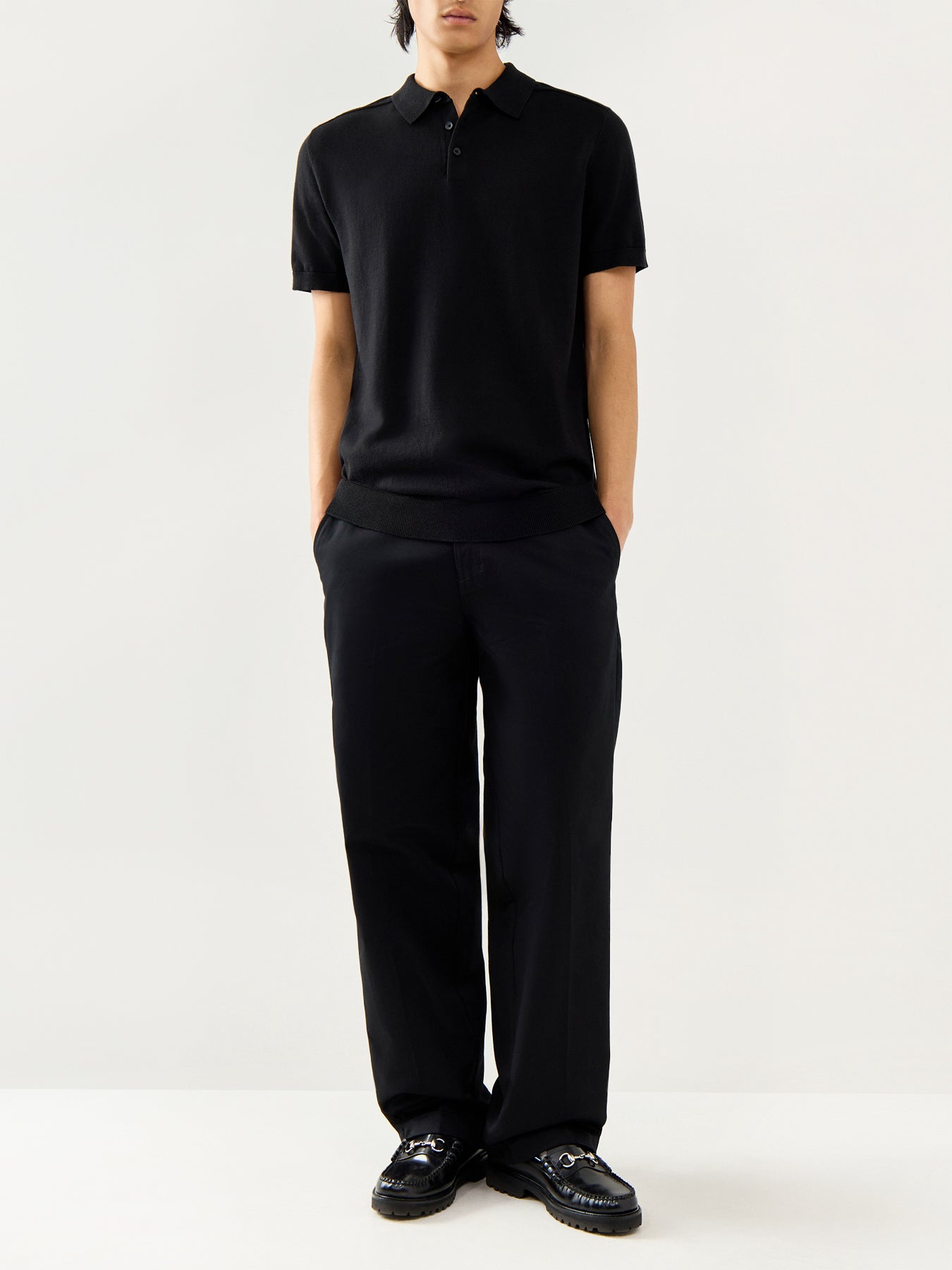 Short Sleeves Knitwear Polo Black