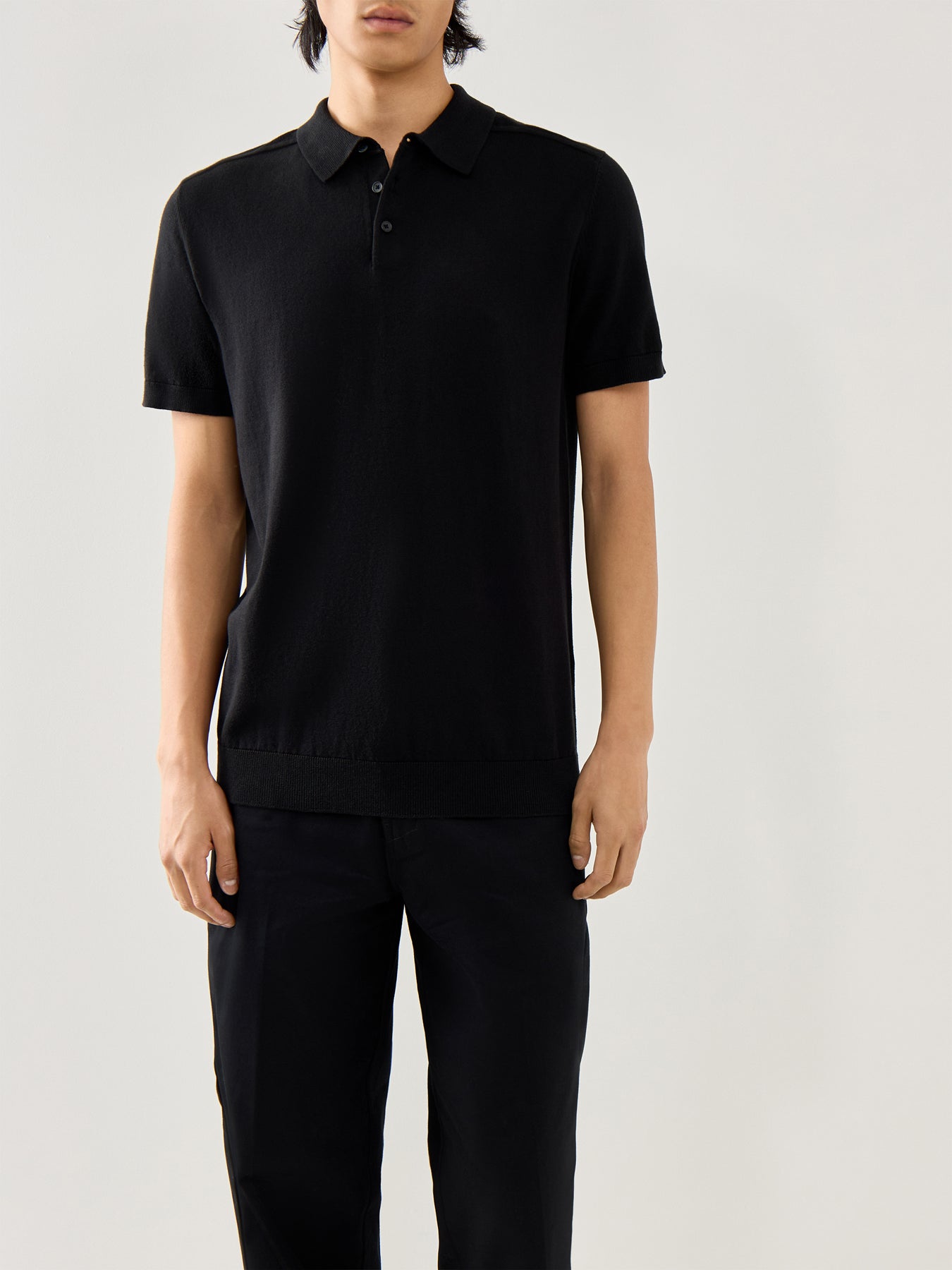 Short Sleeves Knitwear Polo Black