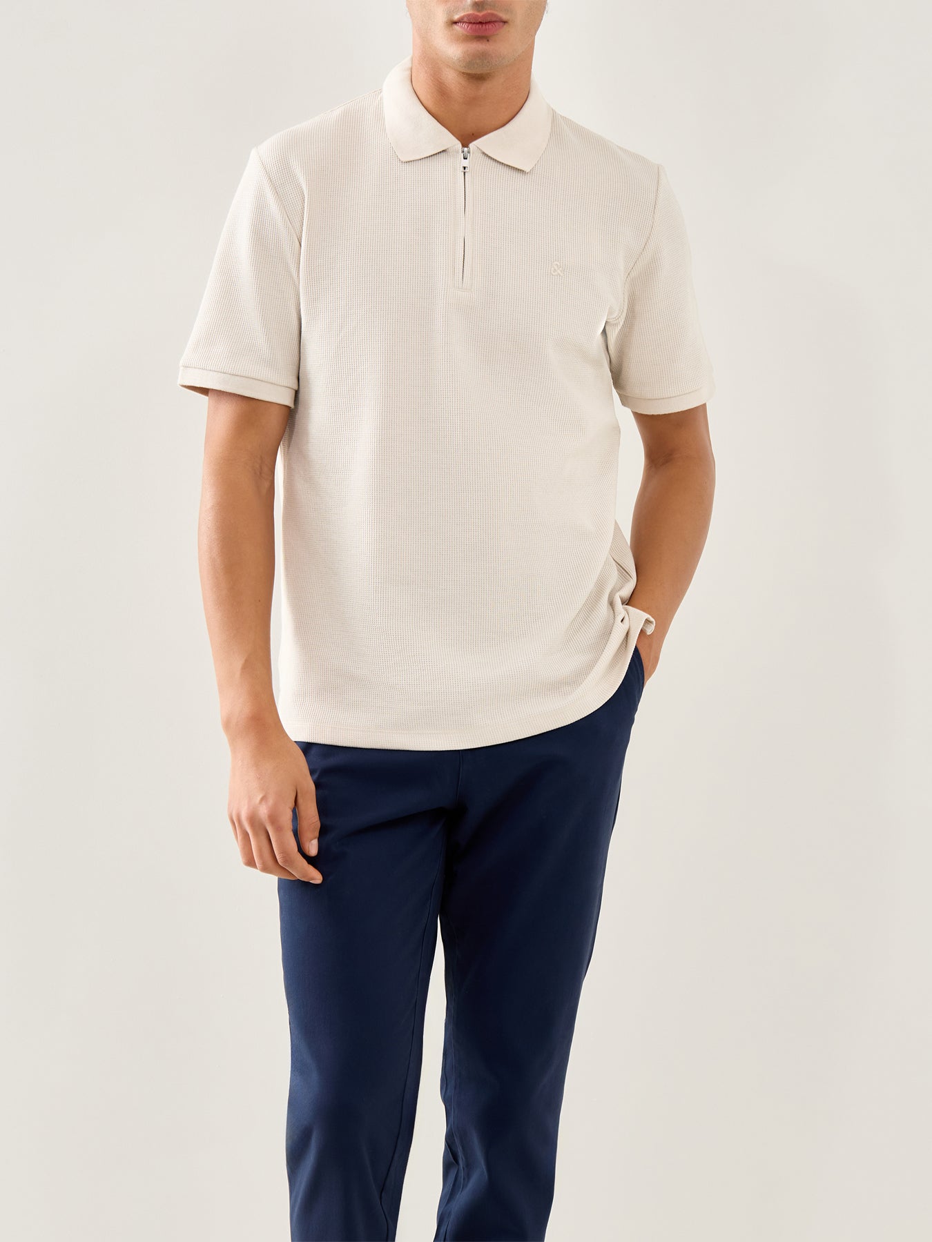 Austin Zip Polo White