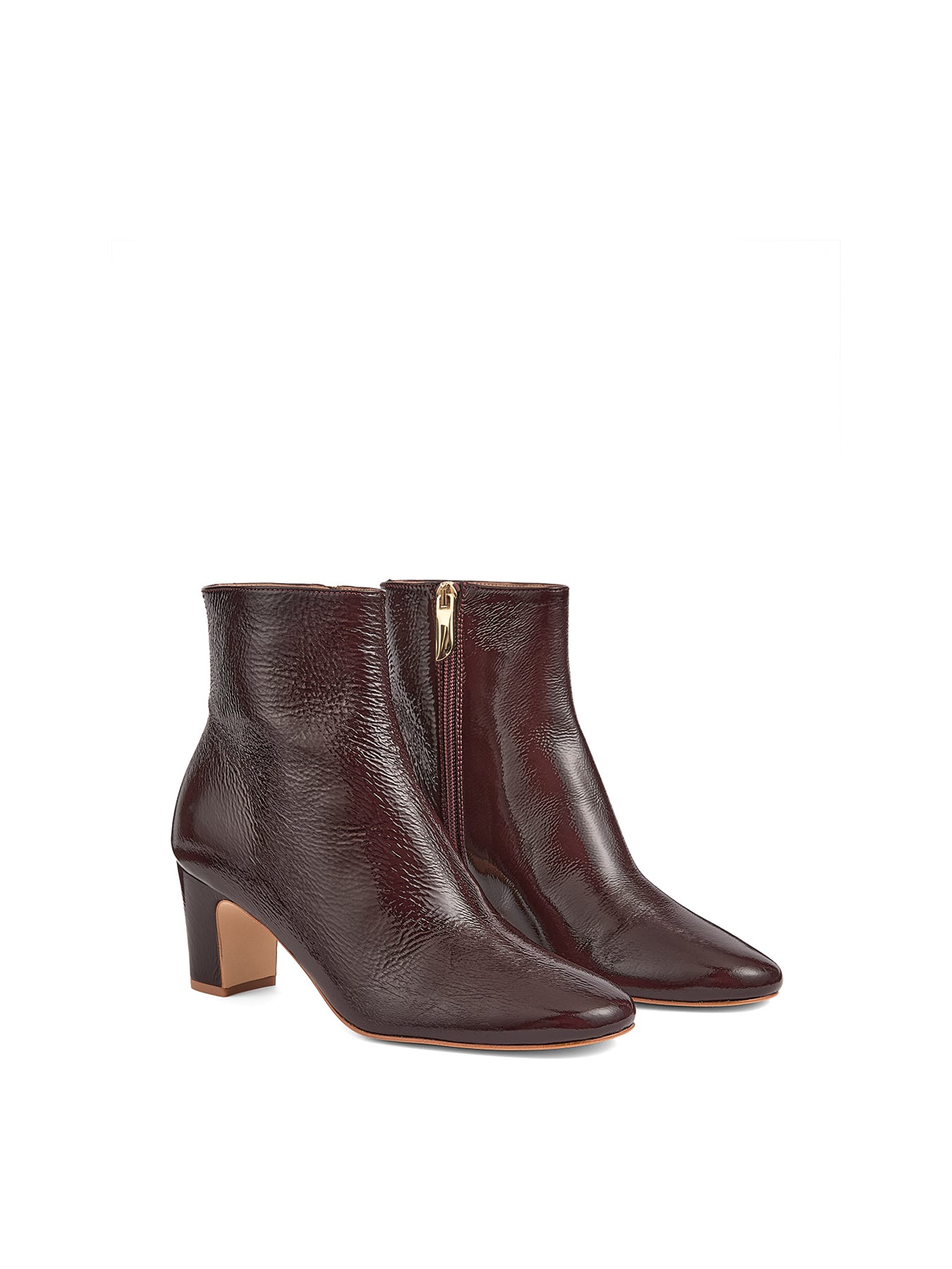 Conway Crinkled Patent Ankle Boots Burgundy Red