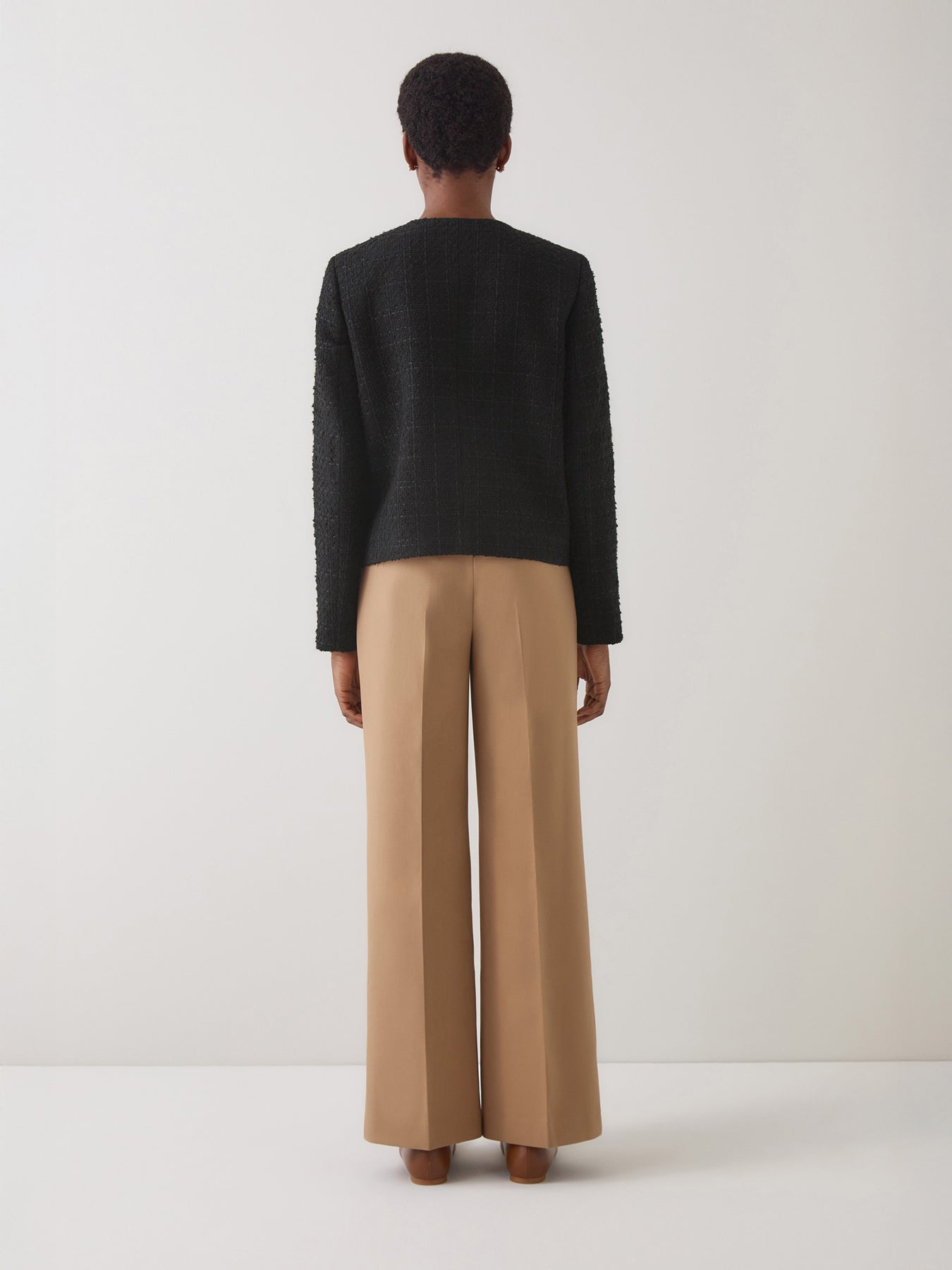 Arden Black Tweed Recycled Fabric Buckle Detail Jacket