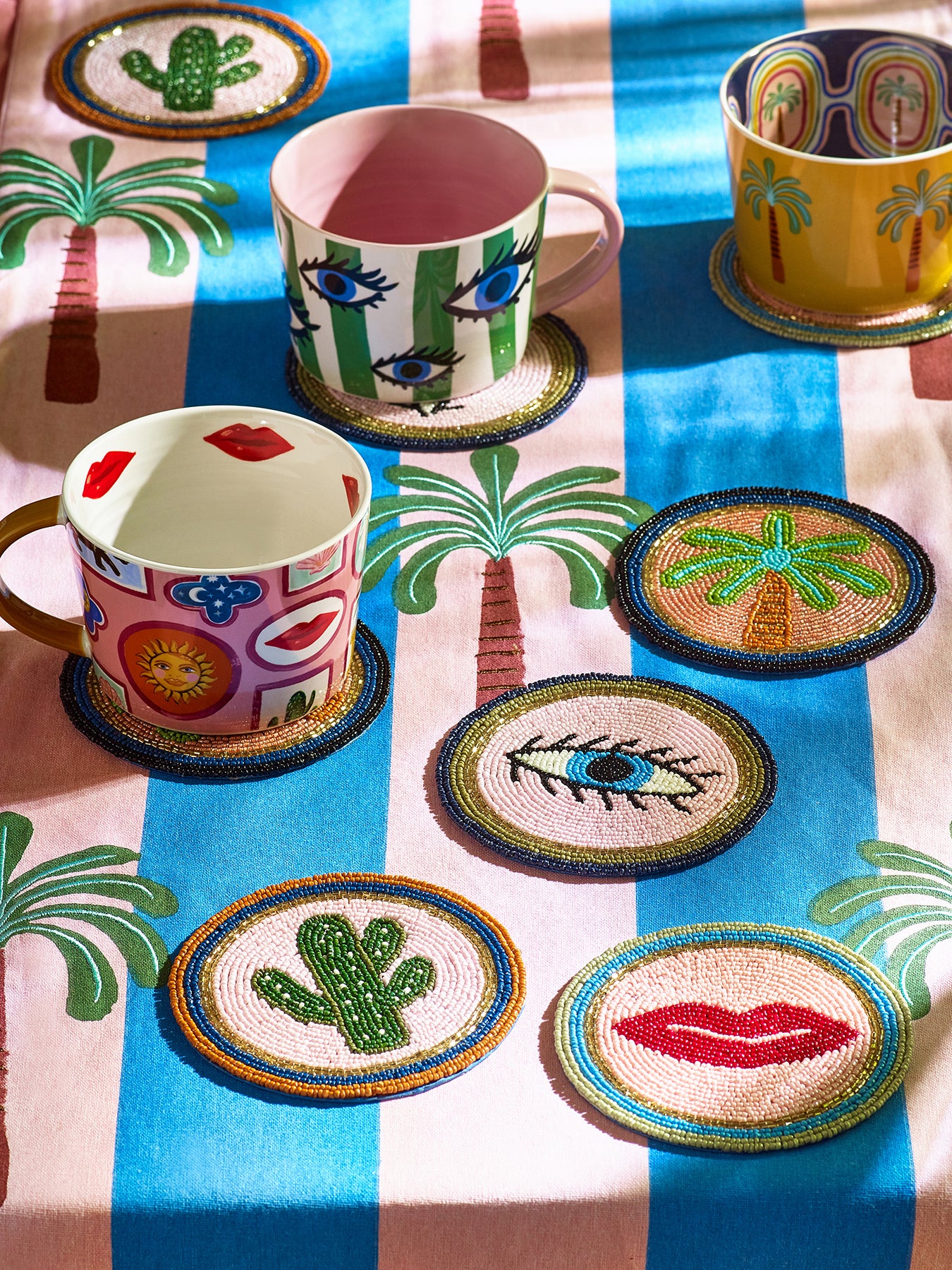 Electric Coast Icon Beaded Coasters Set of 4 Multi