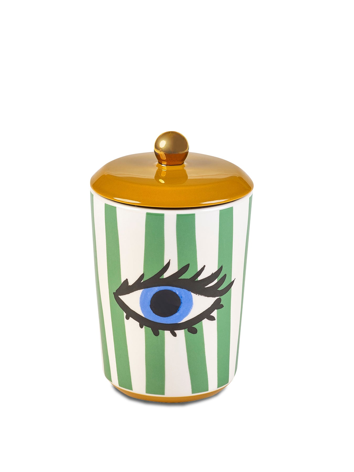 Electric Coast Green Striped Eye Print Storage Jar