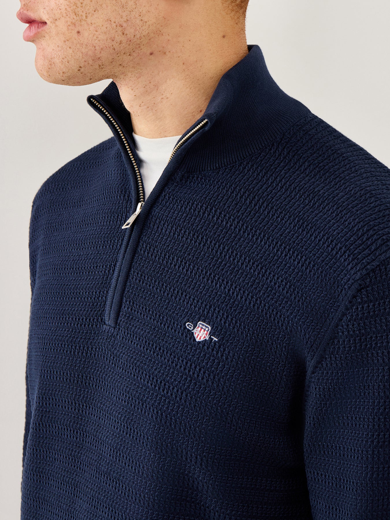 Mini Cable Half Zip Navy