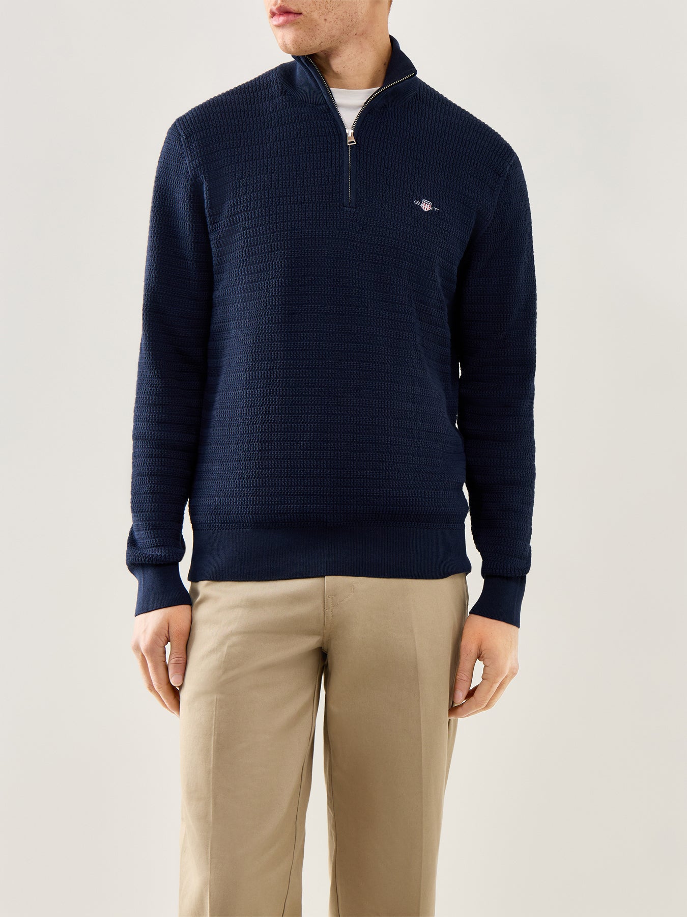 Mini Cable Half Zip Navy