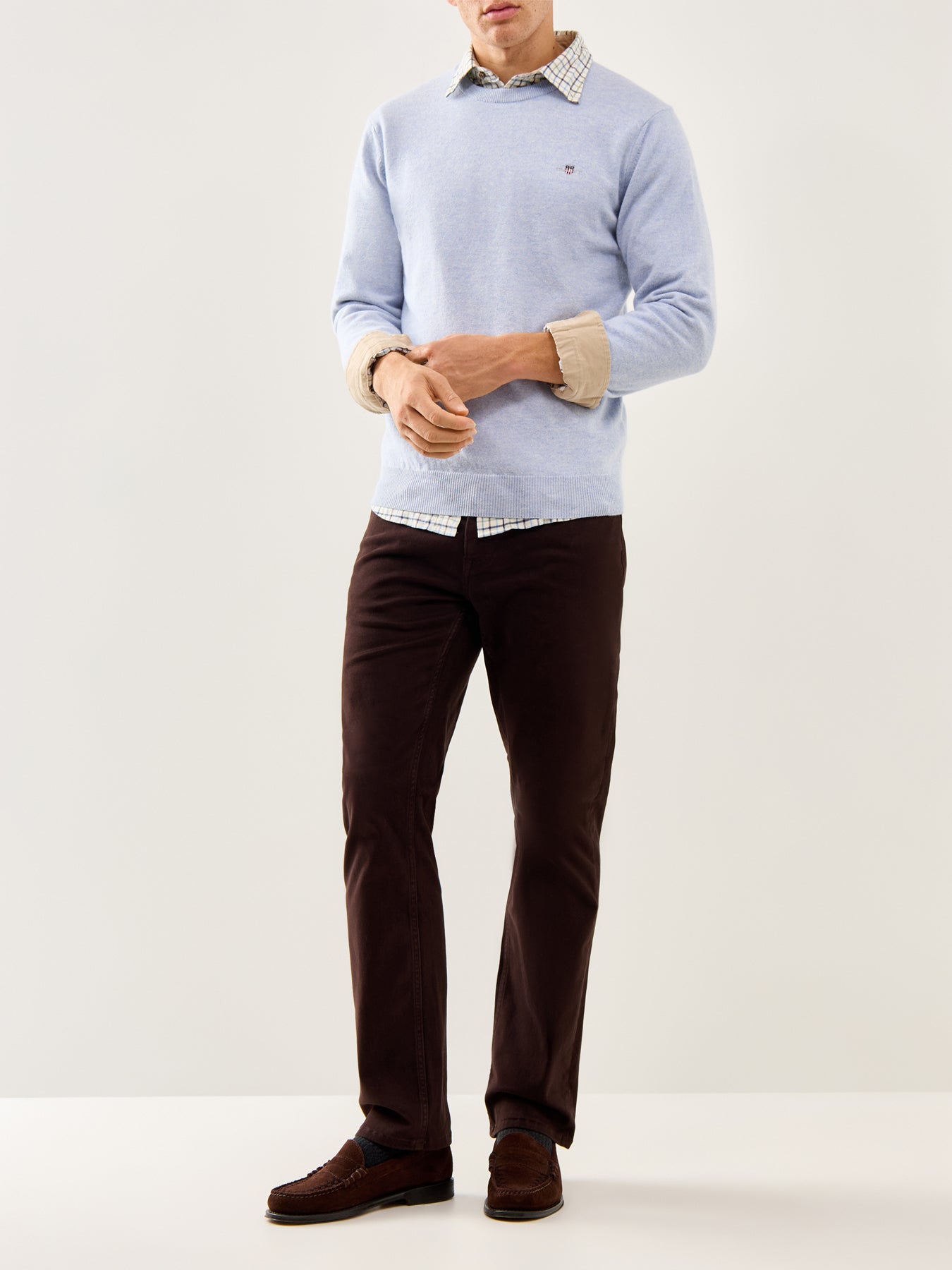 Superfine Lambswool Crew-Neck Jumper Ice Blue Melange