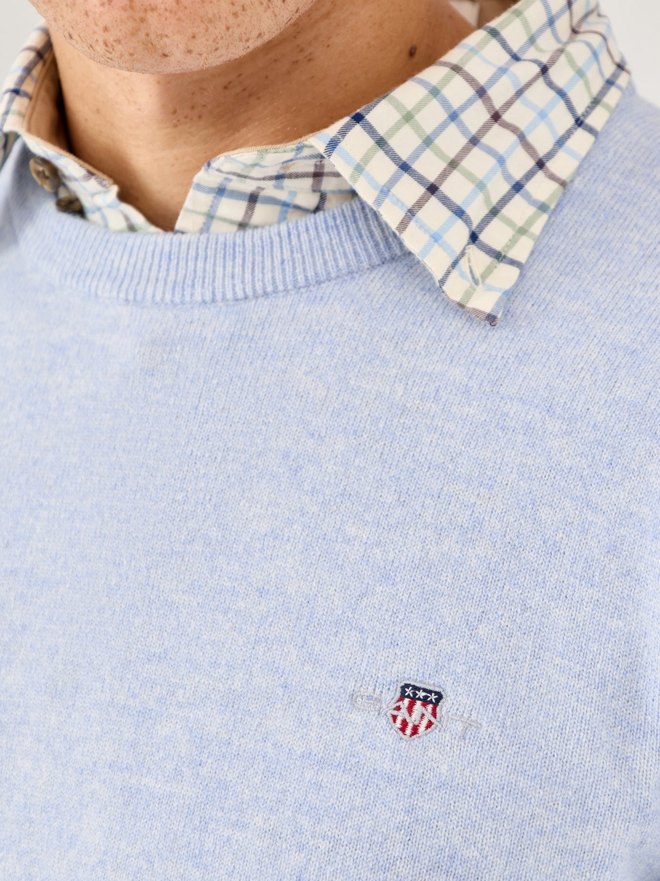 Superfine Lambswool Crew-Neck Jumper Ice Blue Melange