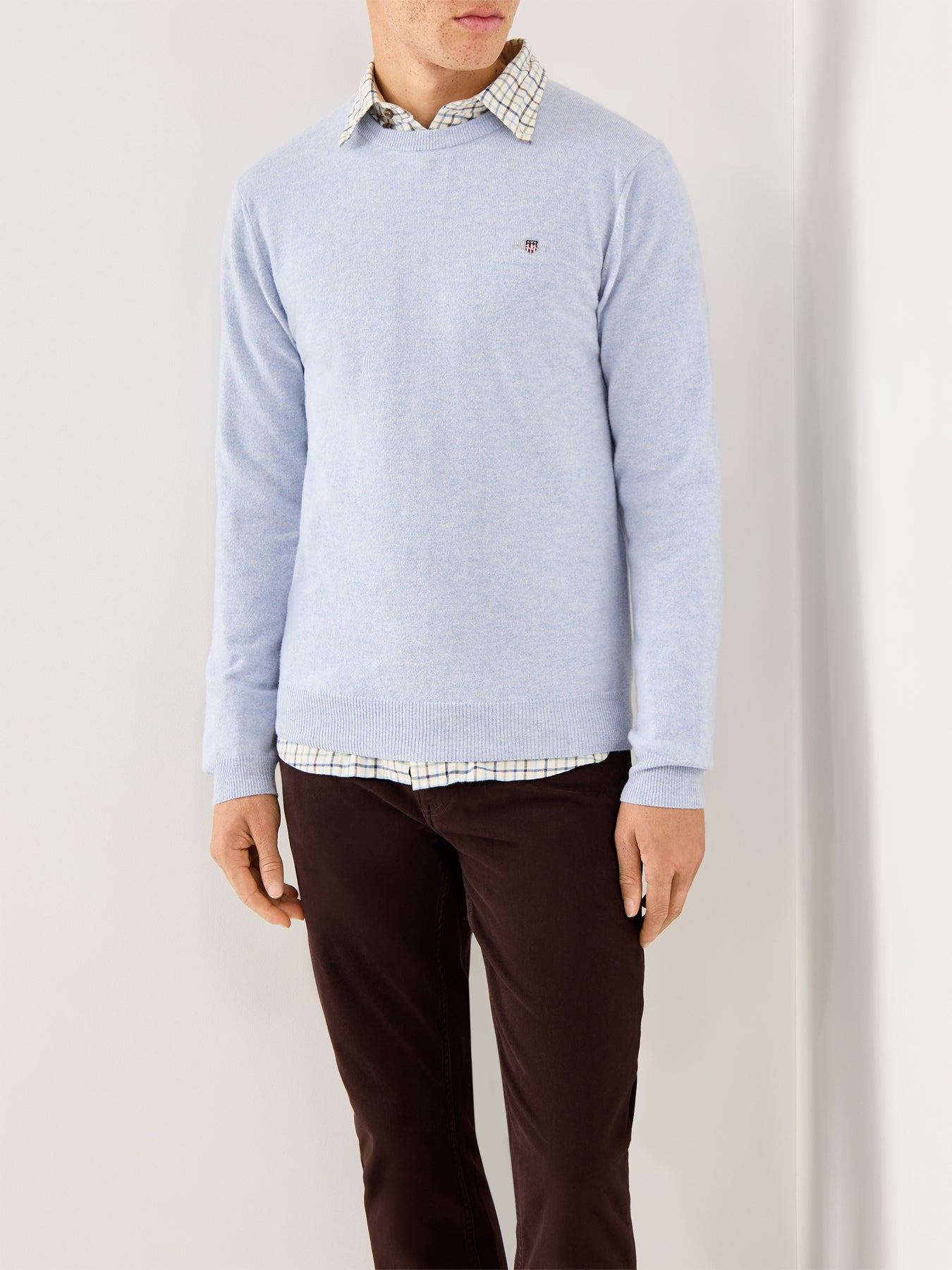 Superfine Lambswool Crew-Neck Jumper Ice Blue Melange
