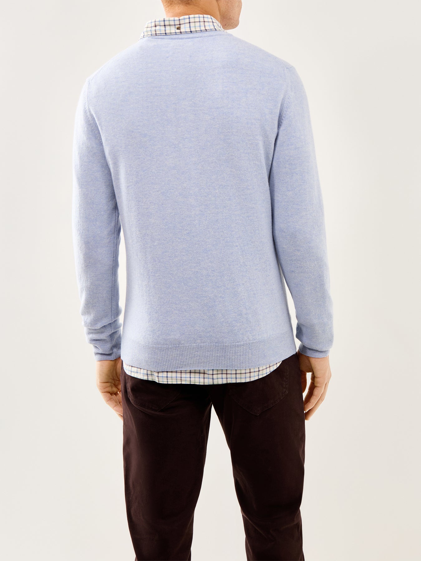Superfine Lambswool Crew-Neck Jumper Ice Blue Melange