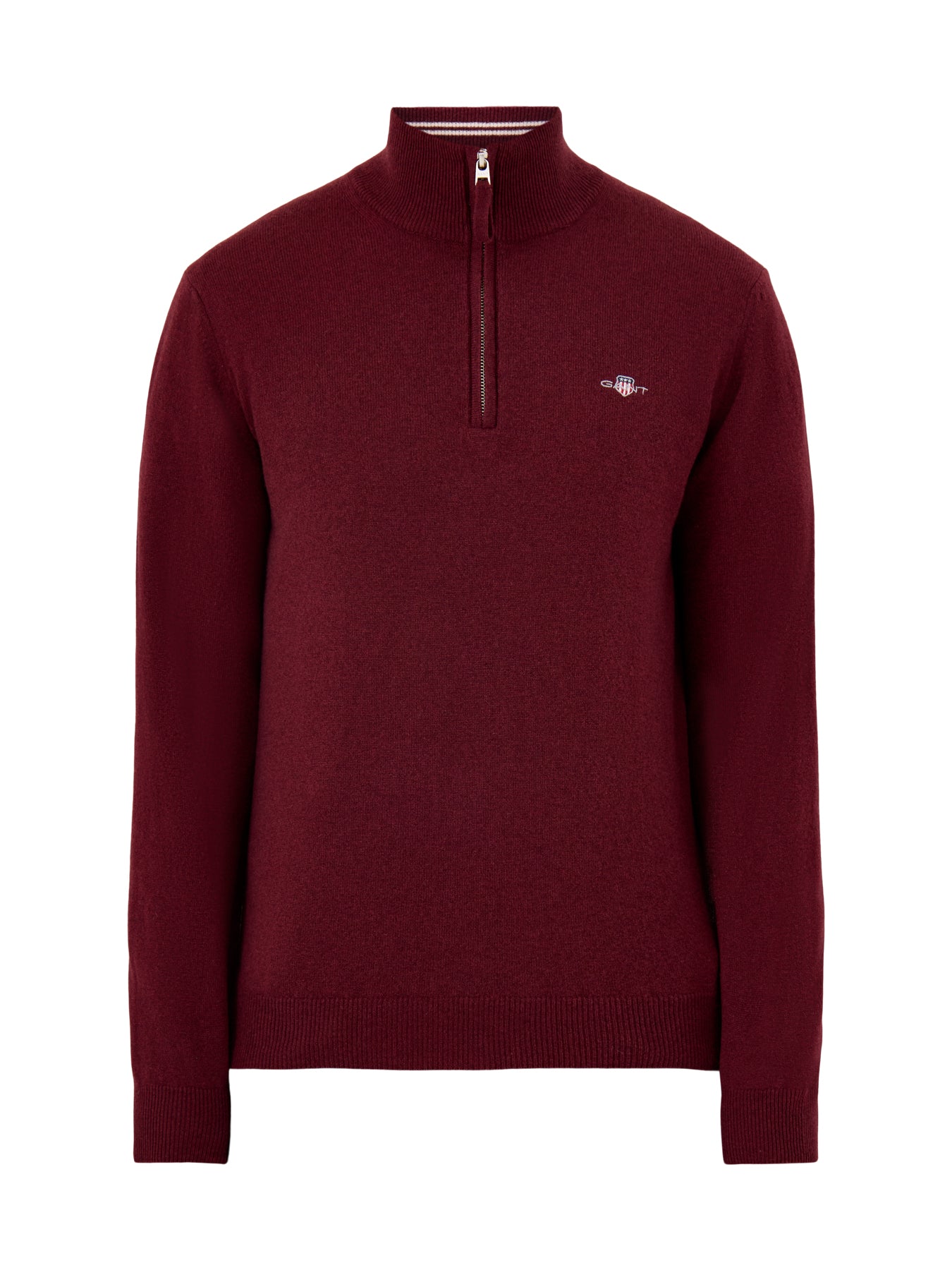 Superfine Lambswool Half-Zip Jumper Bordeaux Melange
